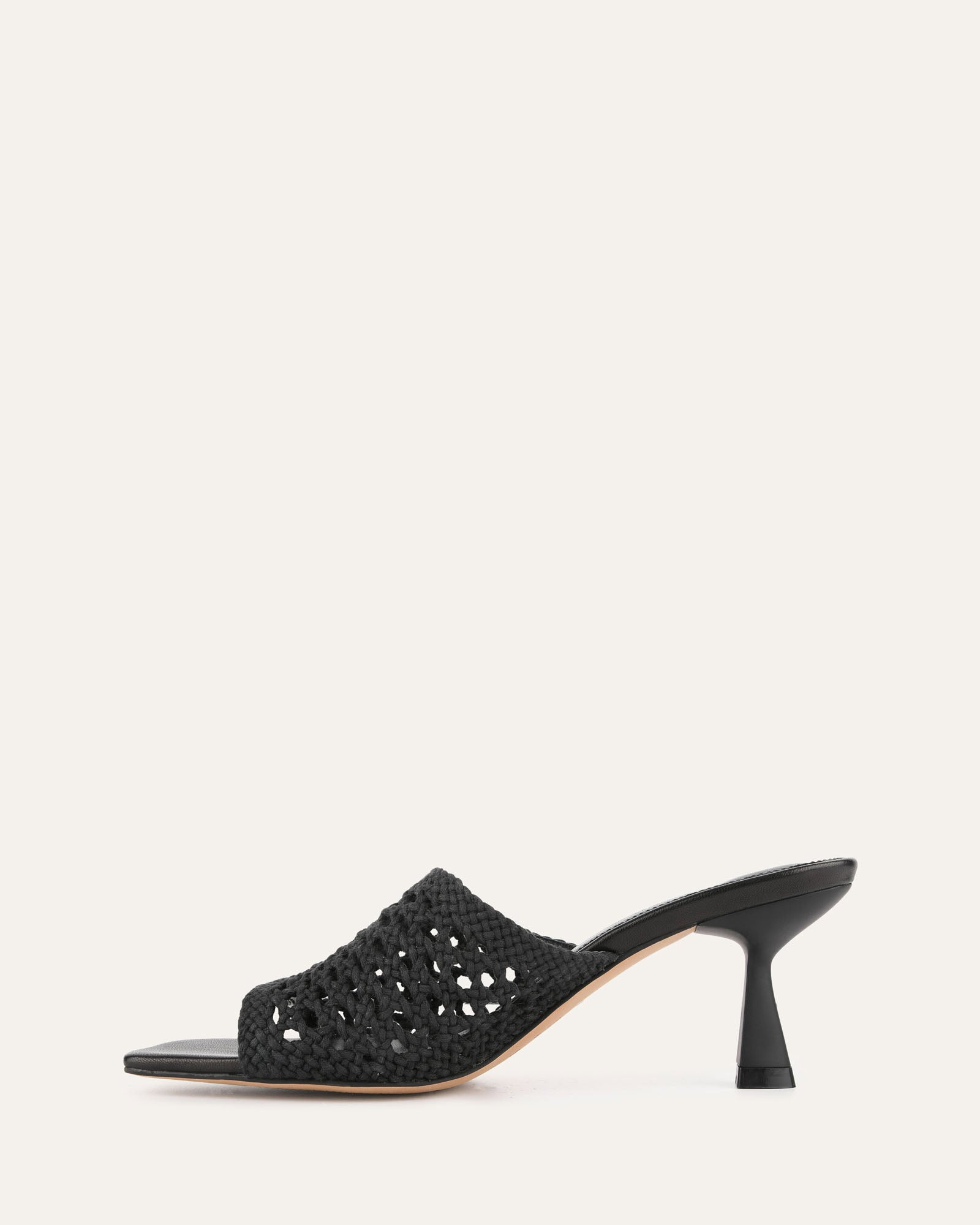 JORDYN Women's Mid Heel Sandals - Comfortable Black Textile Dress Sandals for Summer, Wedding & Party Occasions
