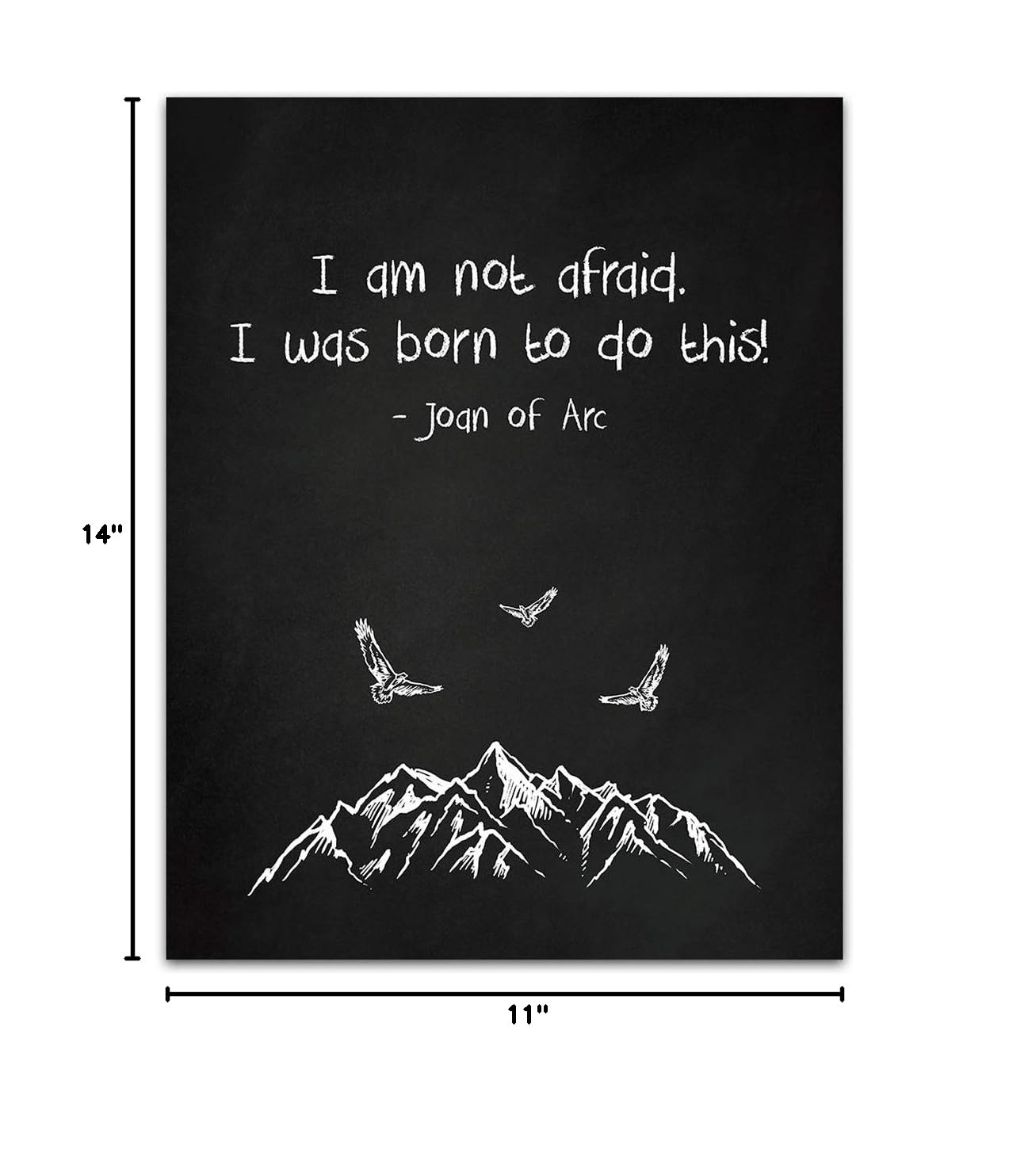 TJ Originals - Joan of Arc Christian Bible Quote Wall Art Print 'I Am Not Afraid' - 11 x 14 Inspirational Scripture Decor for Home, Office & Church - Perfect Gift for Women, Family & Friends (Black & White Mountain Design)