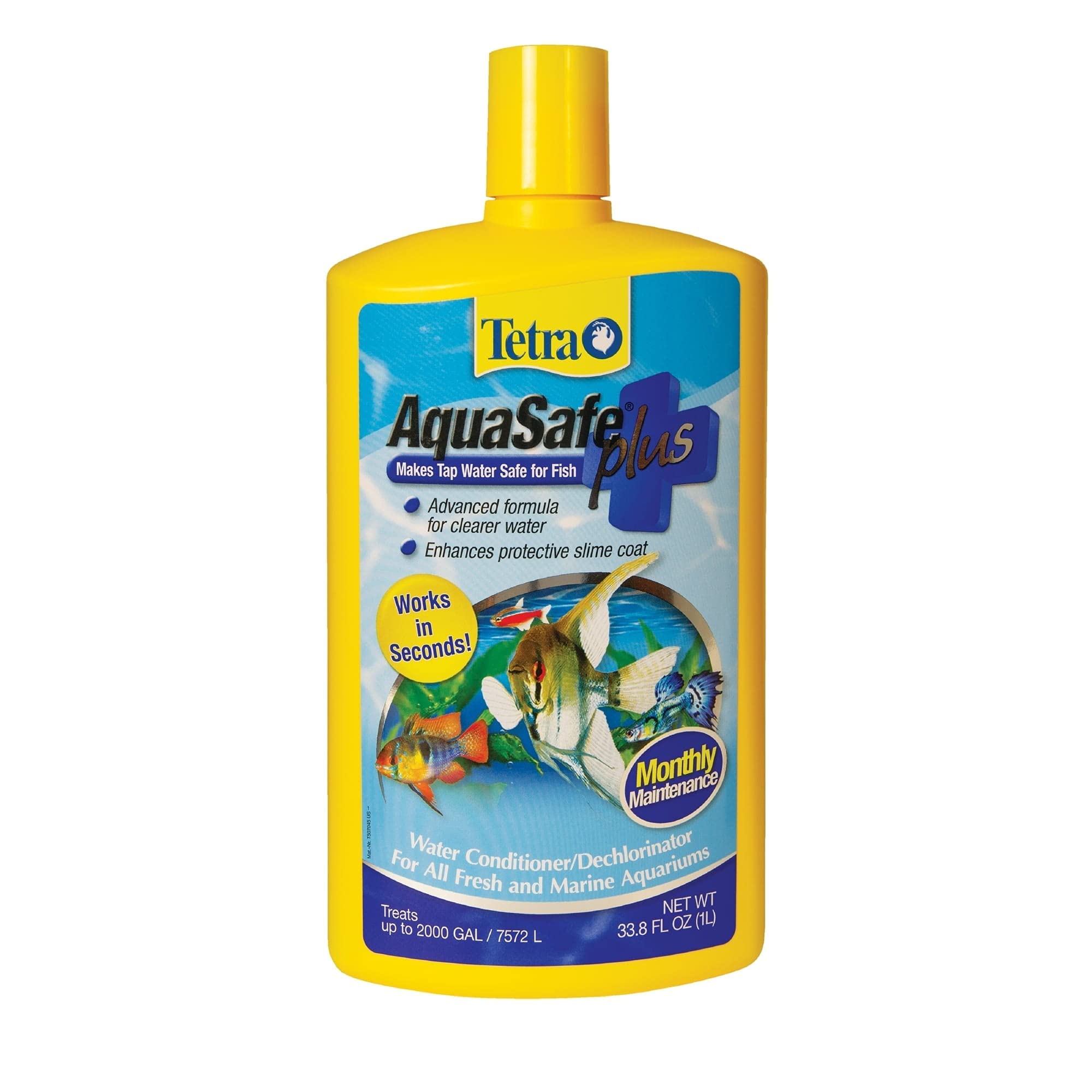 Tetra AquaSafe Plus Water Conditioner & Dechlorinator for Freshwater & Saltwater Fish Tanks - Removes Chlorine, Detoxifies Heavy Metals | Ideal for Betta, Goldfish, Tropical Fish & Marine Aquariums