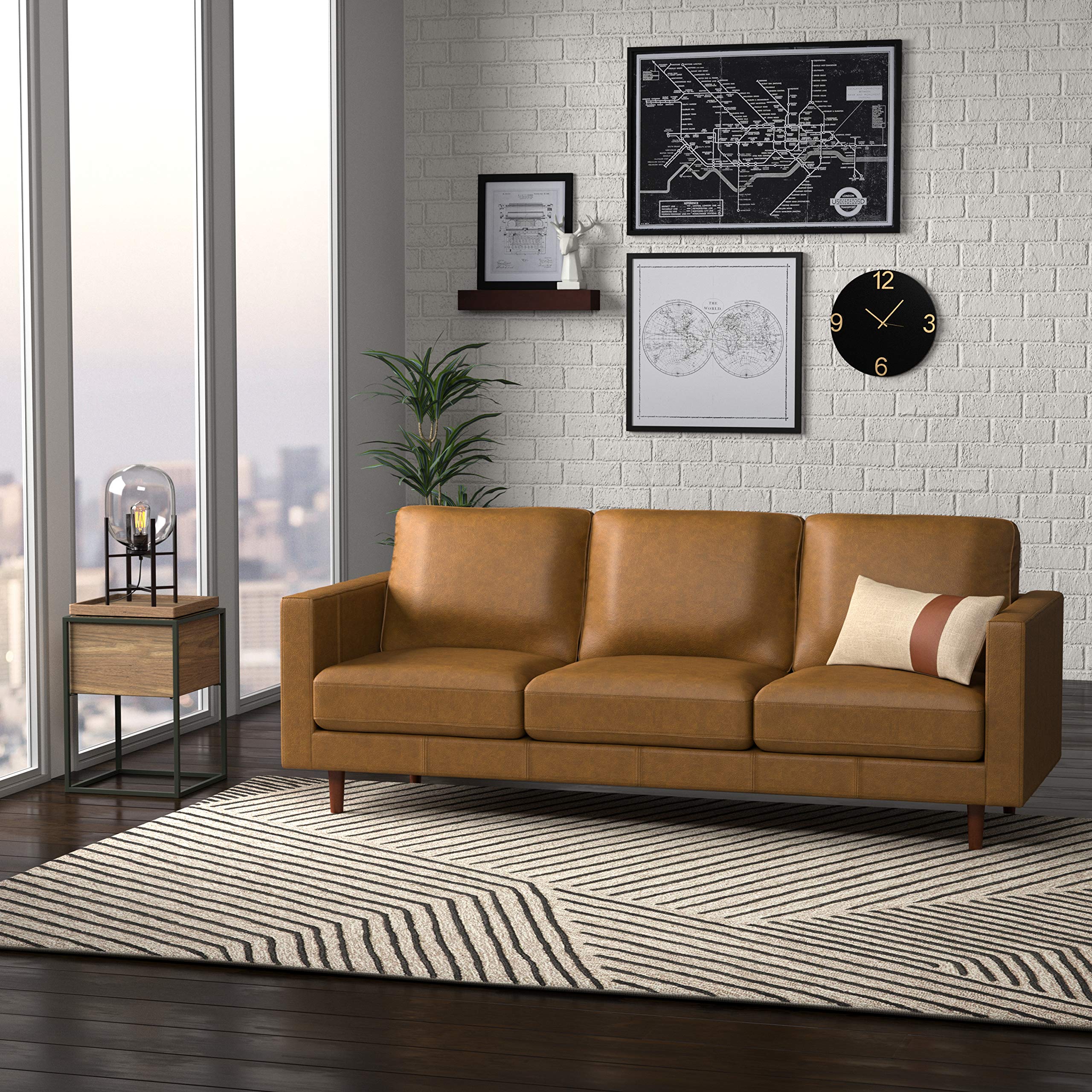 Rivet Revolve Modern Leather Sofa Couch 80