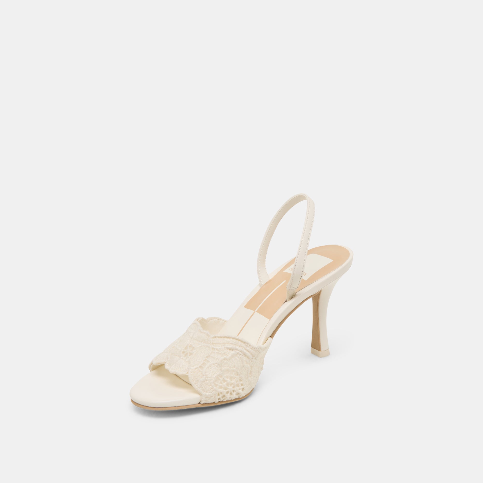 LARRA Women's White Crochet Heels - Elegant Lace-Up High Heel Sandals for Weddings, Parties & Summer Outfits
