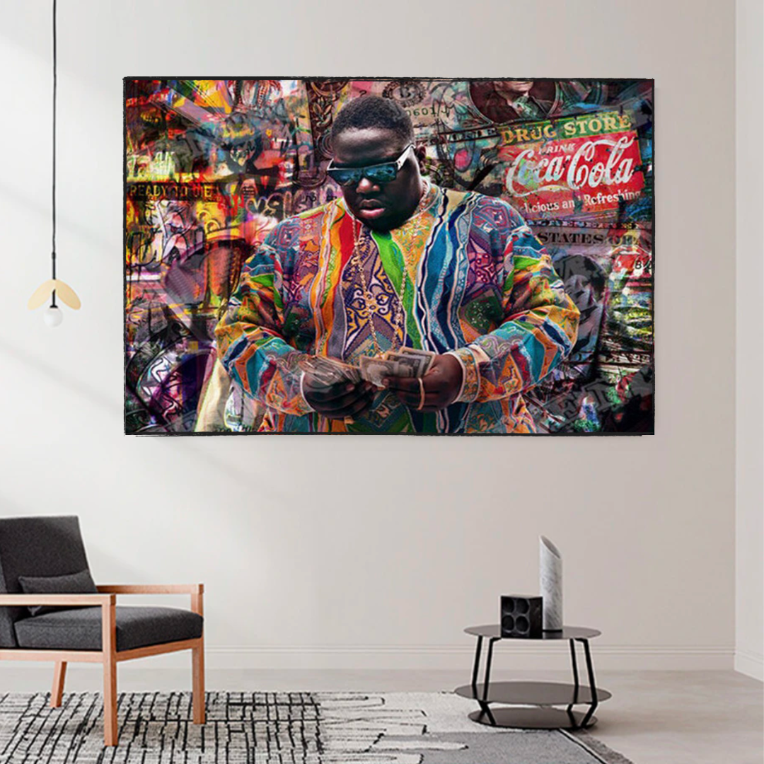 Biggie Smalls Graffiti Wall Art - Hip Hop Legend Poster for Music Lovers | Perfect for Bedroom, Living Room & Man Cave Decor