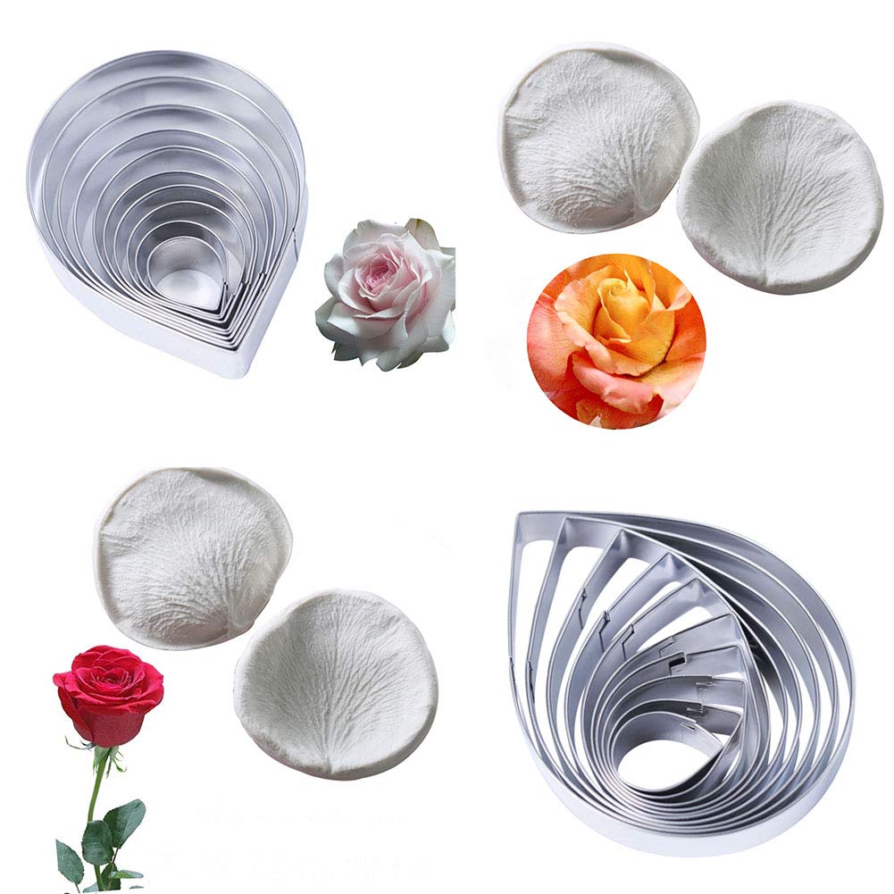 10-Piece Austin Rose Cutter Set with 2 Silicone Fondant Molds - Professional Sugar Flower Making Tools for Cake Decorating, Gumpaste Flowers, and Edible Petal Designs - Perfect for Wedding Cakes, Birthday Desserts, and DIY Baking Projects