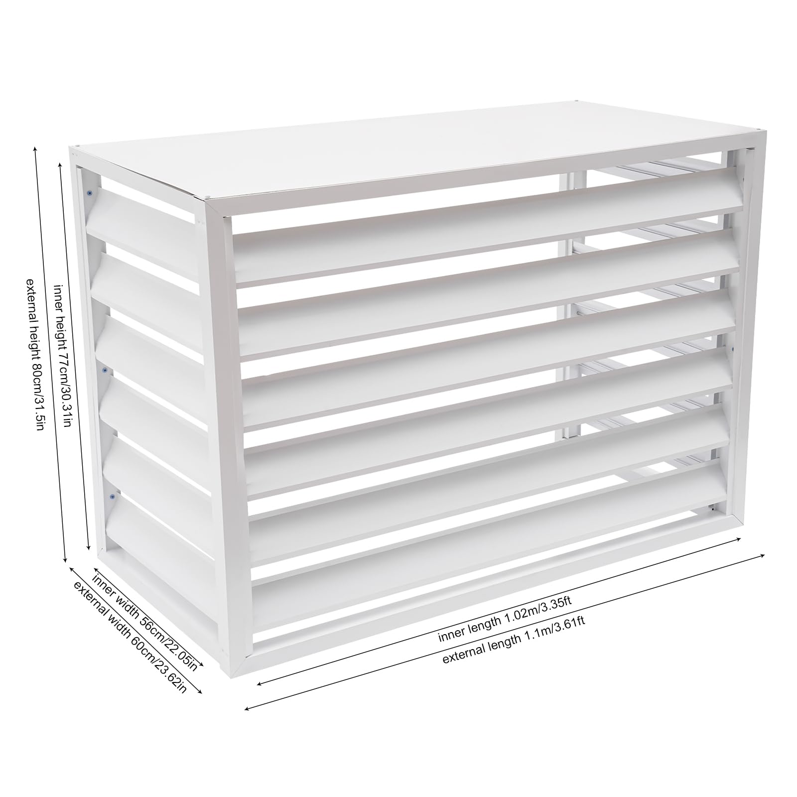 White 3-Panel Outdoor Air Conditioner Fence Privacy Screen - 40.16 x 22.05 x 31.5 Inches - Durable AC Unit Cover for Yard, Patio & Garden Decoration