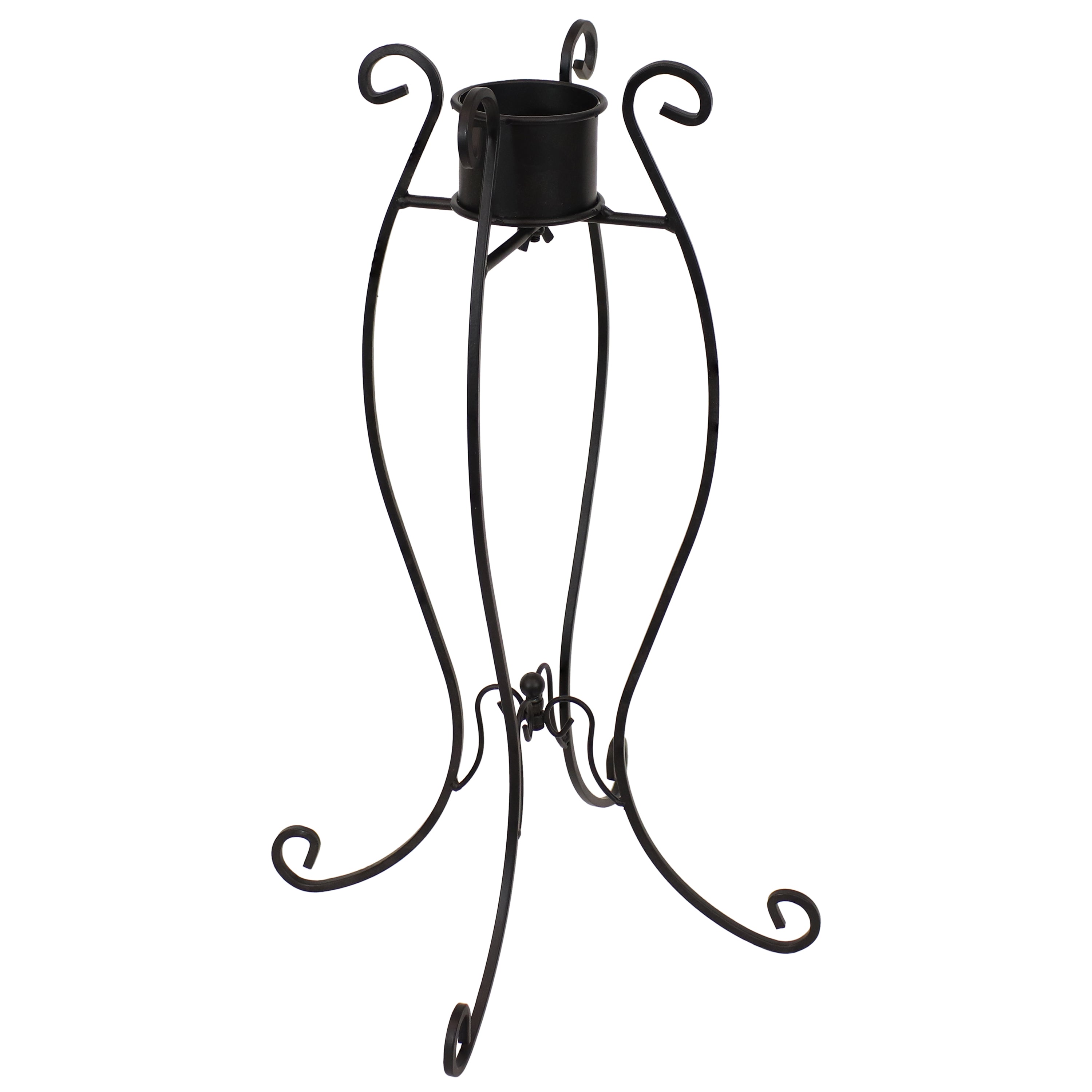 Elegant Black Metal Gazing Ball Stand for Garden Decor - Sunnydaze Graceful Curved Outdoor Ornament Holder - Perfect for Lawn, Patio & Backyard Landscaping