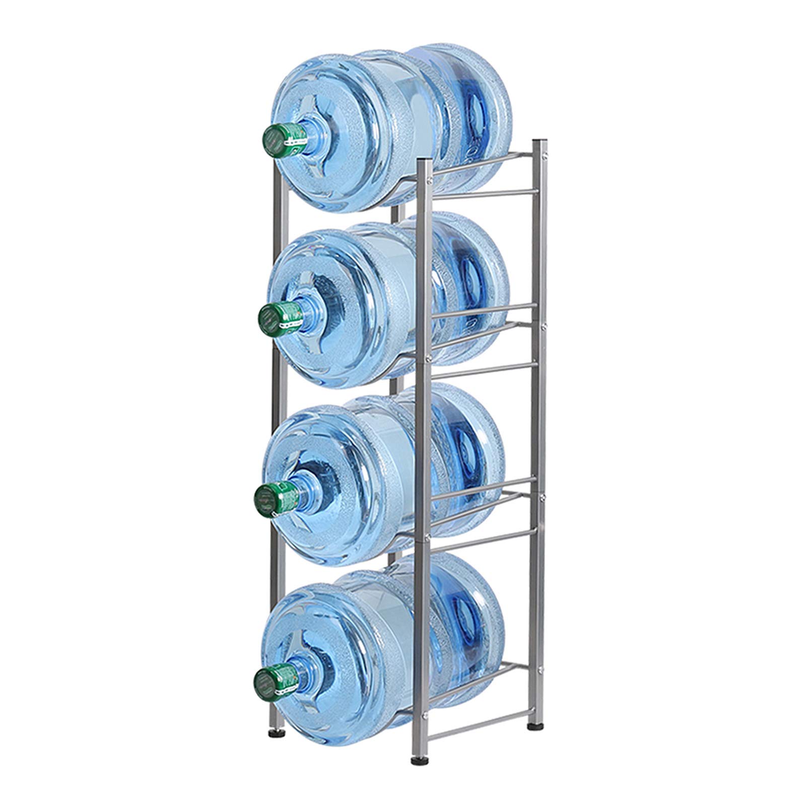 LIANTRAL 5 Gallon Water Cooler Jug Rack - 4-Tier Silver Water Bottle Storage Holder for Home & Office - Perfect for Water Dispensers, Pantry Organization, and Kitchen Storage