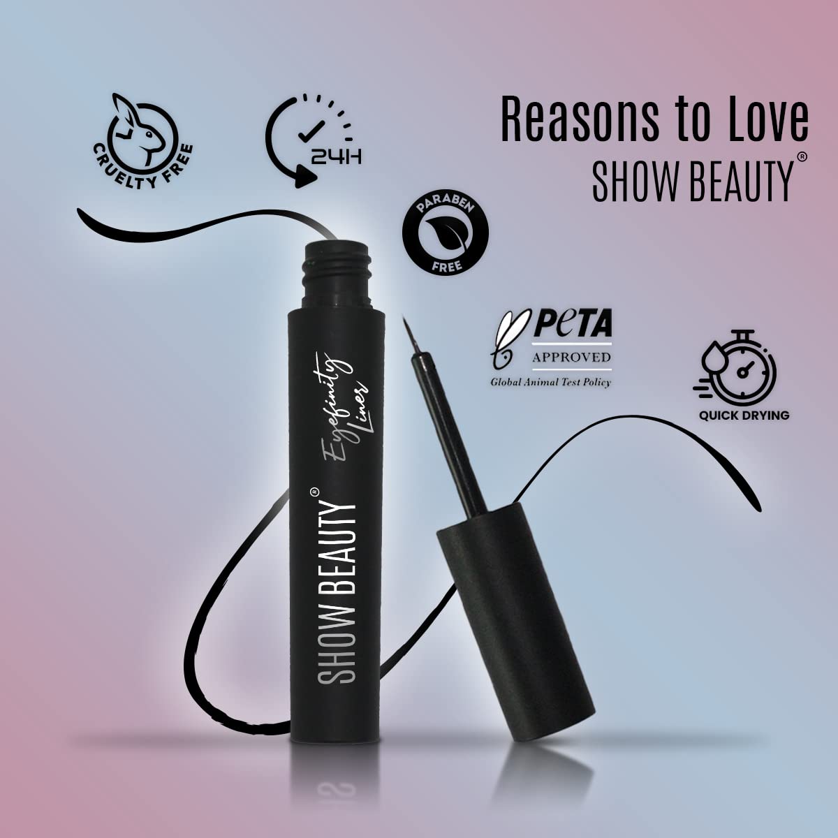 SHOW BEAUTY Waterproof Black Mascara & Eyeliner Combo - Smudge Proof, Matte Finish, Hydrating & Nourishing for Natural Lashes | Perfect for Daily Wear, Night Out & Special Occasions
