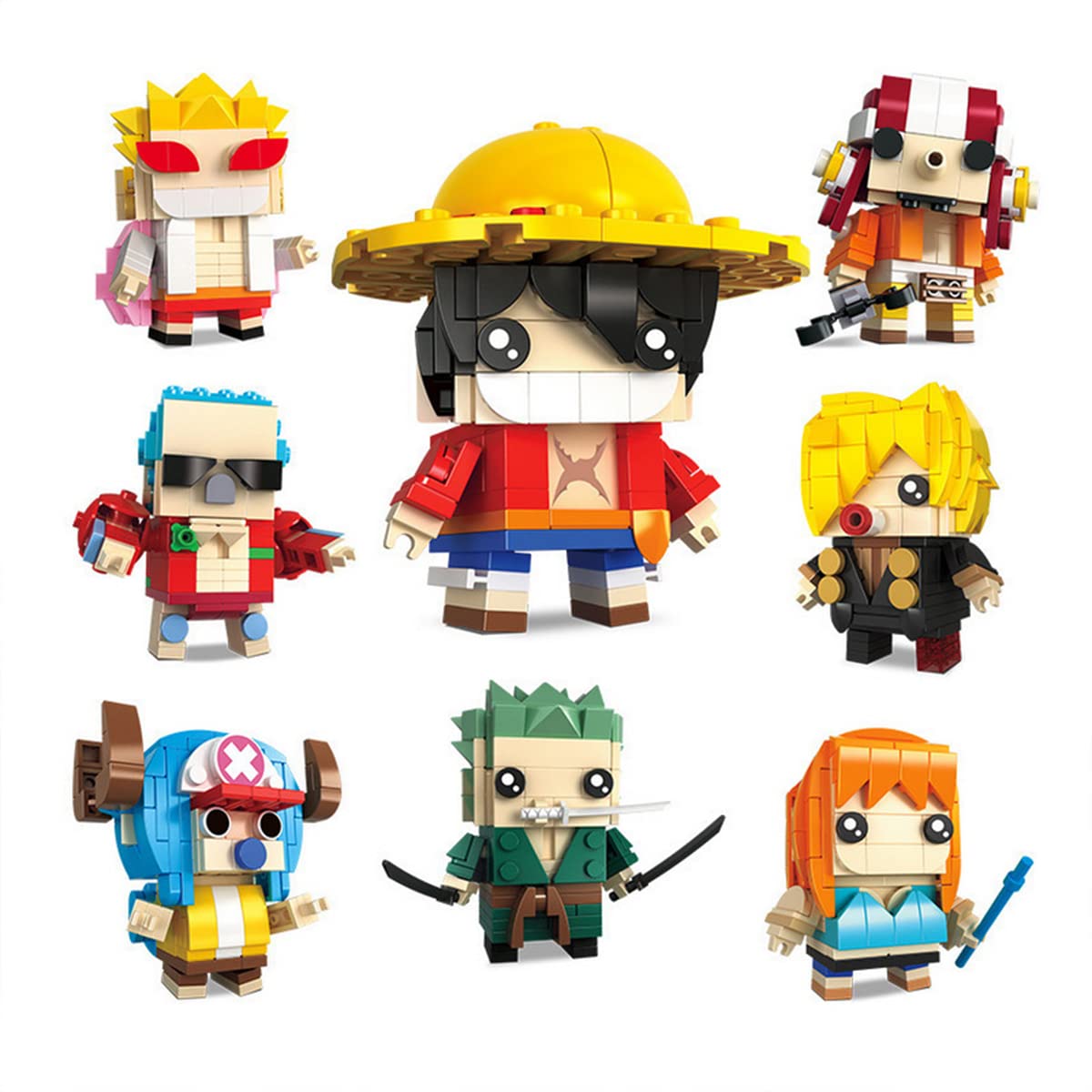 Anime Figure Building Kit - 8 Piece Cute Cartoon Stacking Blocks Toy Set | Compatible with Lego | Construction Toy for Kids & Manga Fans | Perfect Gift for Collectors | Great for Creative Play, Birthday Gifts & Home Decoration
