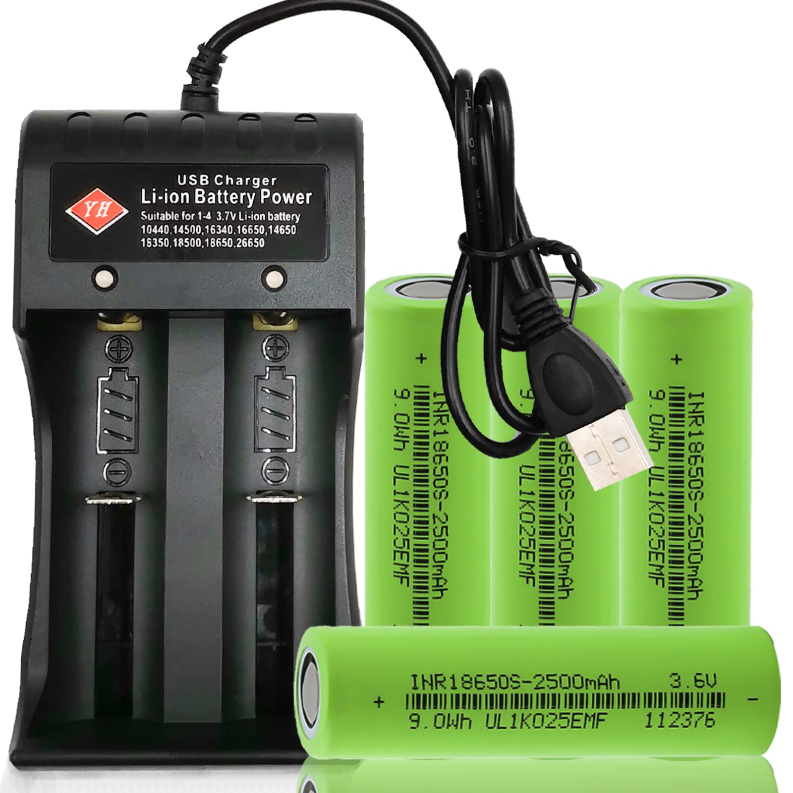 2 Bay 18650 Battery Charger - USB Smart Charger for 3.7V Flat Top & Button Batteries (10440 14500 16340 16650 14650 18350 18500 26650 18650) - Perfect for Flashlights, Vape Mods & Electronic Devices
