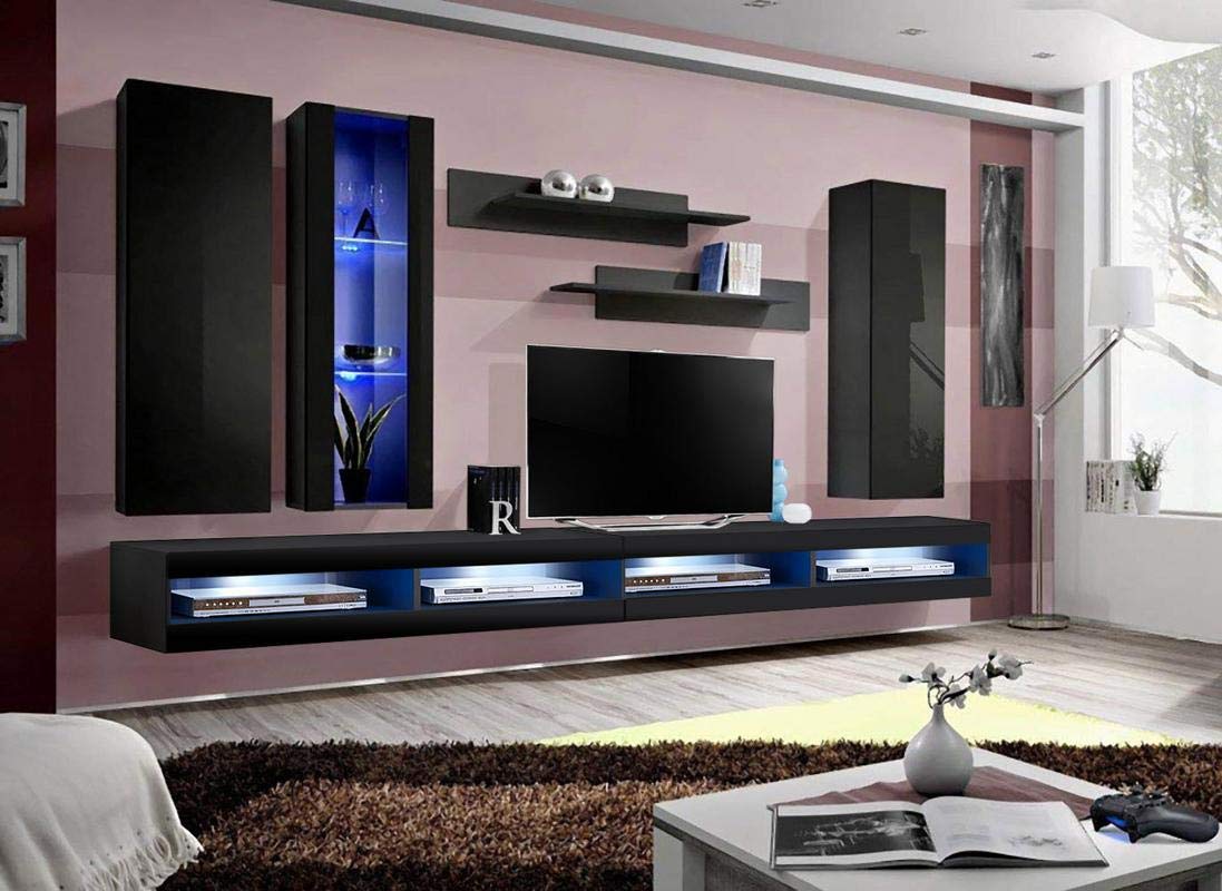 Modern Floating TV Stand with Storage & LED Lights - Wall-Mounted Entertainment Center for Bedroom & Living Room - White TV Console with Shelves - Perfect for Small Spaces & Home Theater Setup