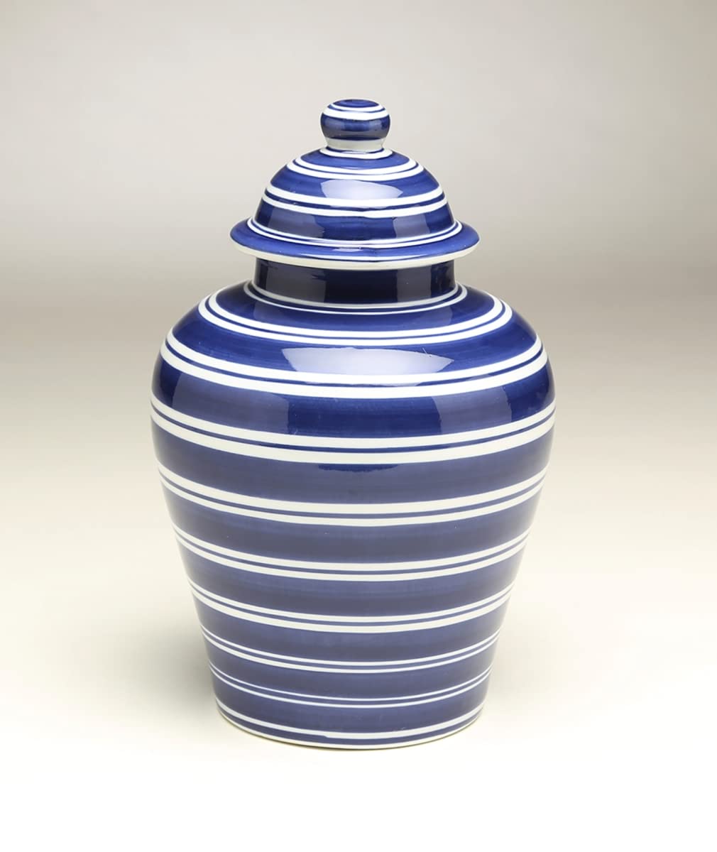 Blue and White Ceramic Ginger Jar - Handcrafted Vintage Style Decorative Vase for Home Decor, Wedding Centerpiece, and Asian-Inspired Interior Design