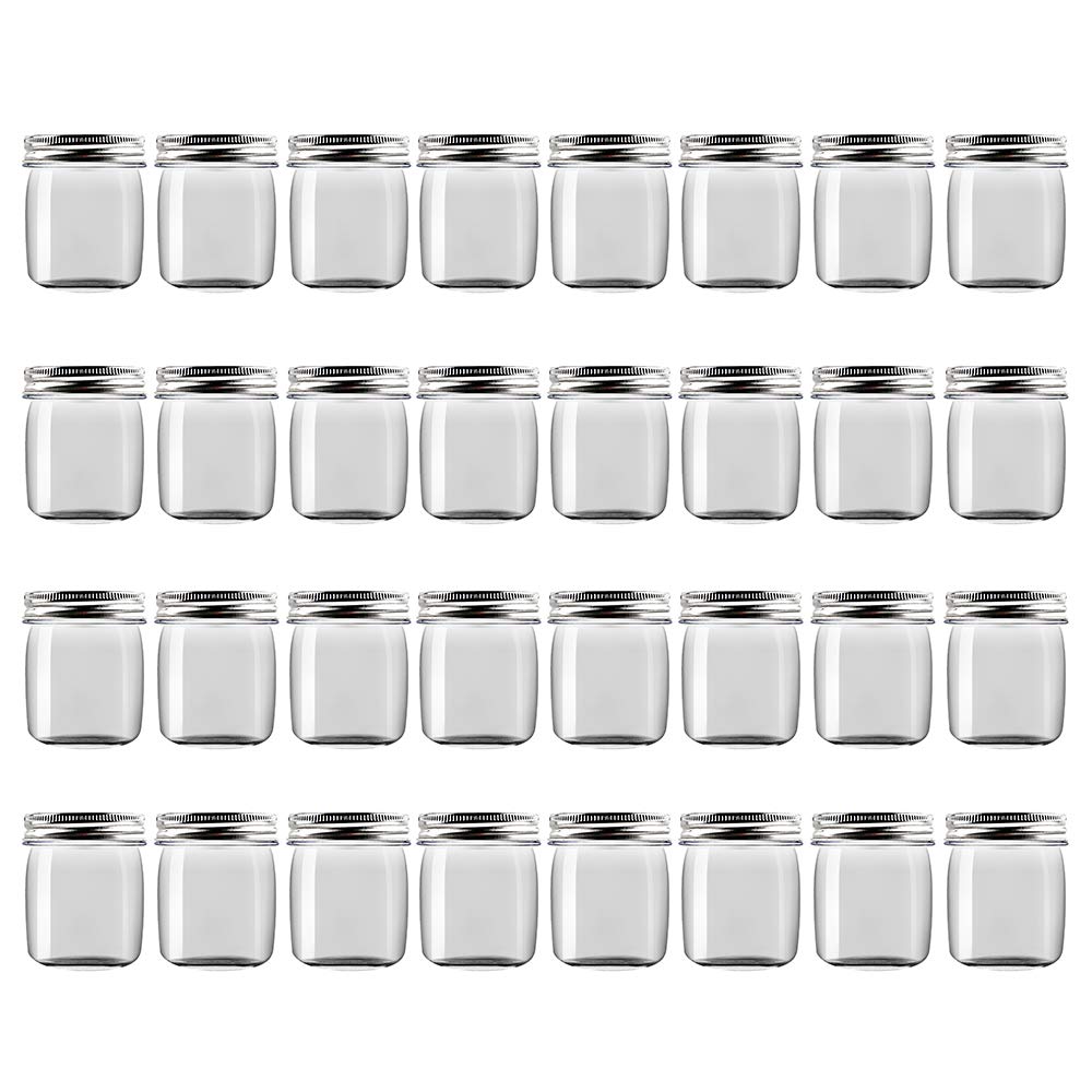 Novelinks 8oz Clear Plastic Jars with Screw-On Lids - 32 Pack BPA-Free Refillable Round Containers for Slime, Crafts, Kitchen & Household Storage - Perfect for DIY Projects, Organizing Spices, and Beauty Products