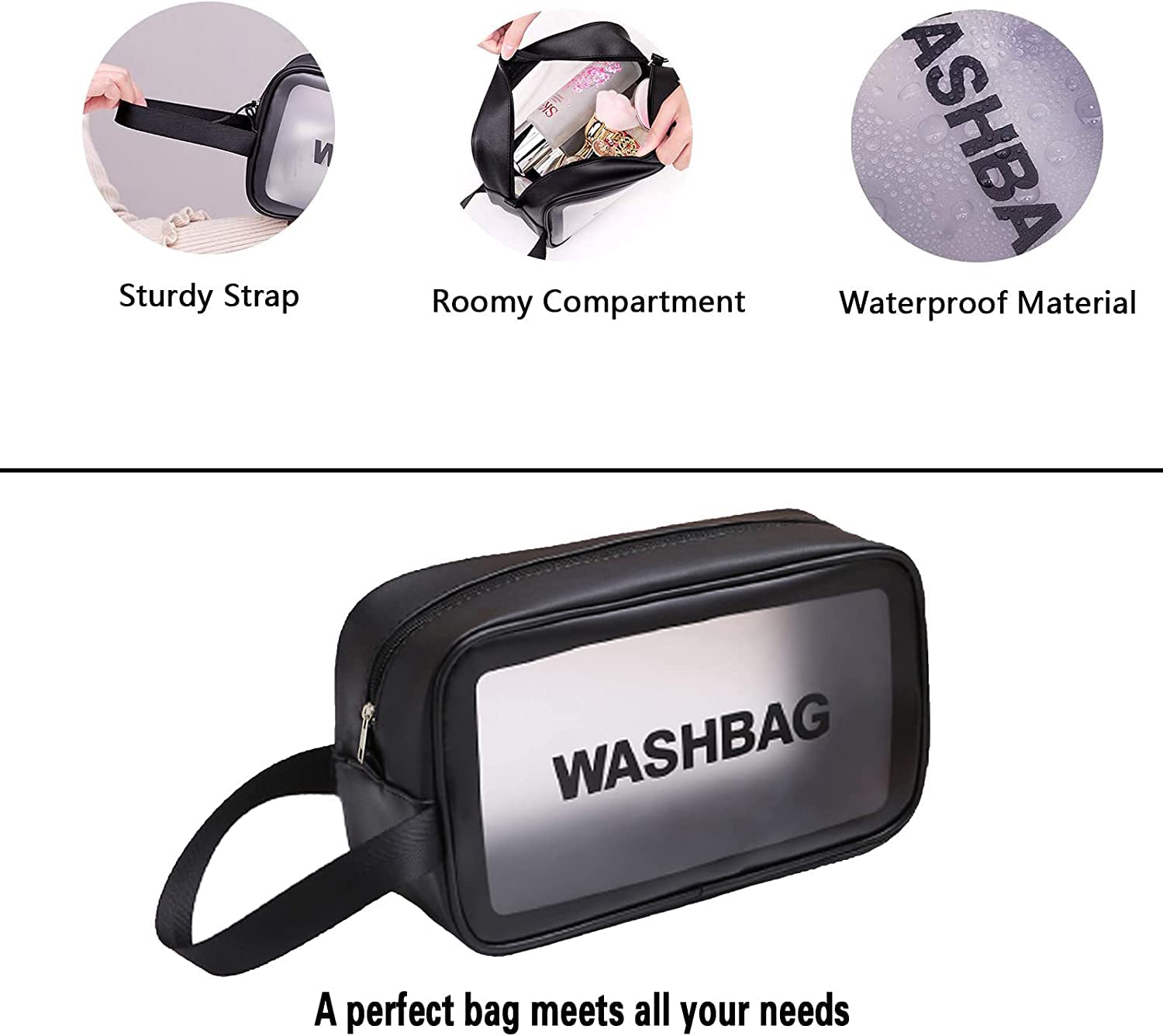 Waterproof Transparent Makeup Bag for Women - Travel Toiletry Cosmetic Organizer, Multi-Color Cosmetic Pouch for Makeup Brushes & Essentials - Perfect for Travel, Gym, and Daily Use