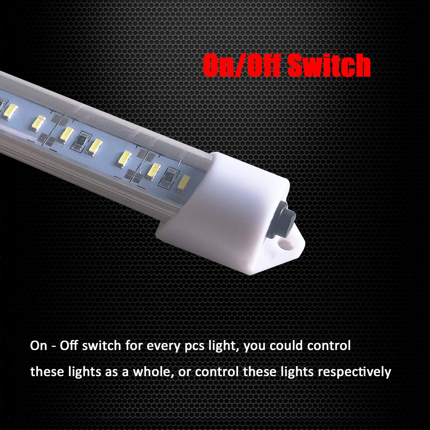 Ampper 12V Van Interior LED Light Bar - 48 LED Super Bright Lights with On/Off Switch for Car, Van, RV, Cabinet, Showcase, Indoor Home Lighting (4 Pack) - Perfect for Night Driving, Camping & Storage Organization