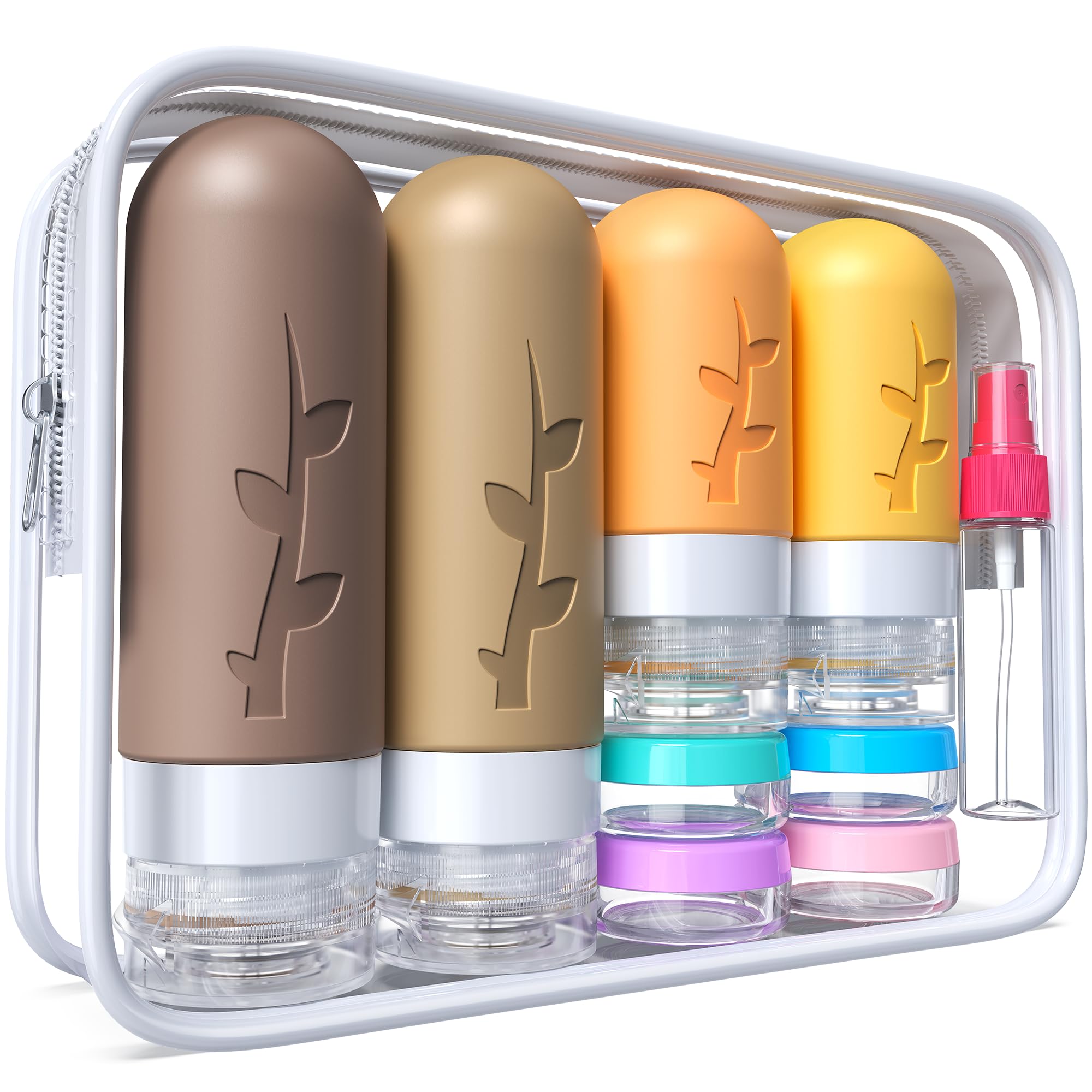 18-Pack TSA Approved Travel Toiletry Containers - Leak-Proof Bottles & Jars for Shampoo, Lotion & Personal Essentials | Perfect for Air Travel, Camping & Gym
