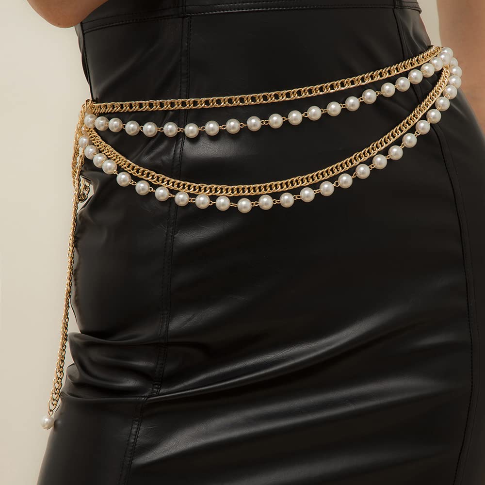 Elegant Pearl Tassel Layered Gold Waist Chain - Dainty Belly Jewelry for Women & Girls | Perfect for Beach Weddings, Festival Outfits and Boho Fashion Accessories