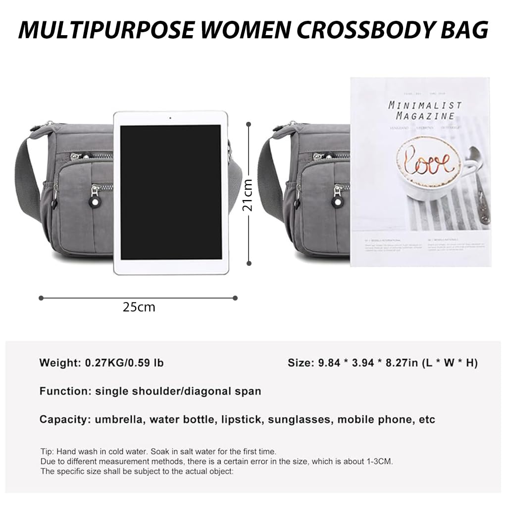 PALAY® Women's Waterproof Nylon Crossbody Bag - Multi-Layer Casual Shoulder Purse, Messenger Satchel for Travel, Work & Everyday Use | Durable Day Pack for Commuting, Shopping & Outdoor Activities