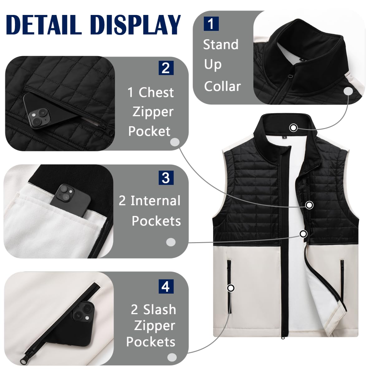 Men's Lightweight Softshell Vest - Windproof Puffer Sleeveless Jacket for Golf, Running & Outdoor Activities | Breathable & Comfortable for Hiking, Travel & Casual Wear