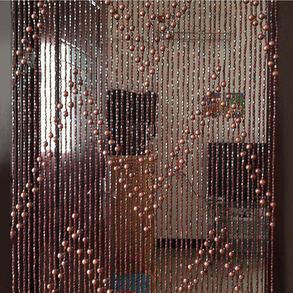 Natural Wood and Bamboo Beaded Curtains - Brown Bohemian Room Divider for Doorways (90x195cm) | Plain Design Wooden Bead String Curtain for Closets, Windows & Room Partitions | Eco-Friendly Home Decor for Boho, Zen & Asian Style Interiors
