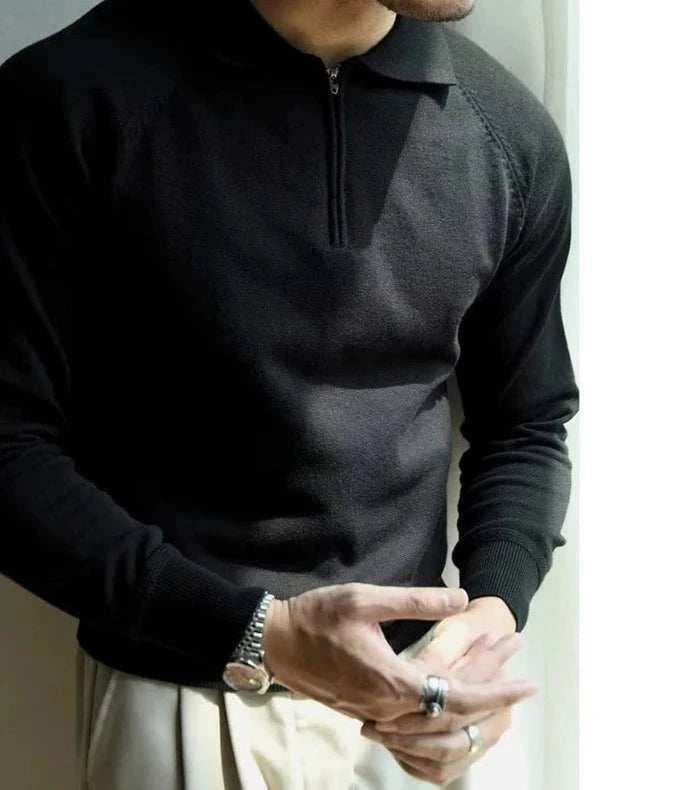 Vintage Polo Sweater with Turn Down Collar - Classic Men's Knitwear for Casual & Business Wear - Perfect for Office, Outings & Date Nights