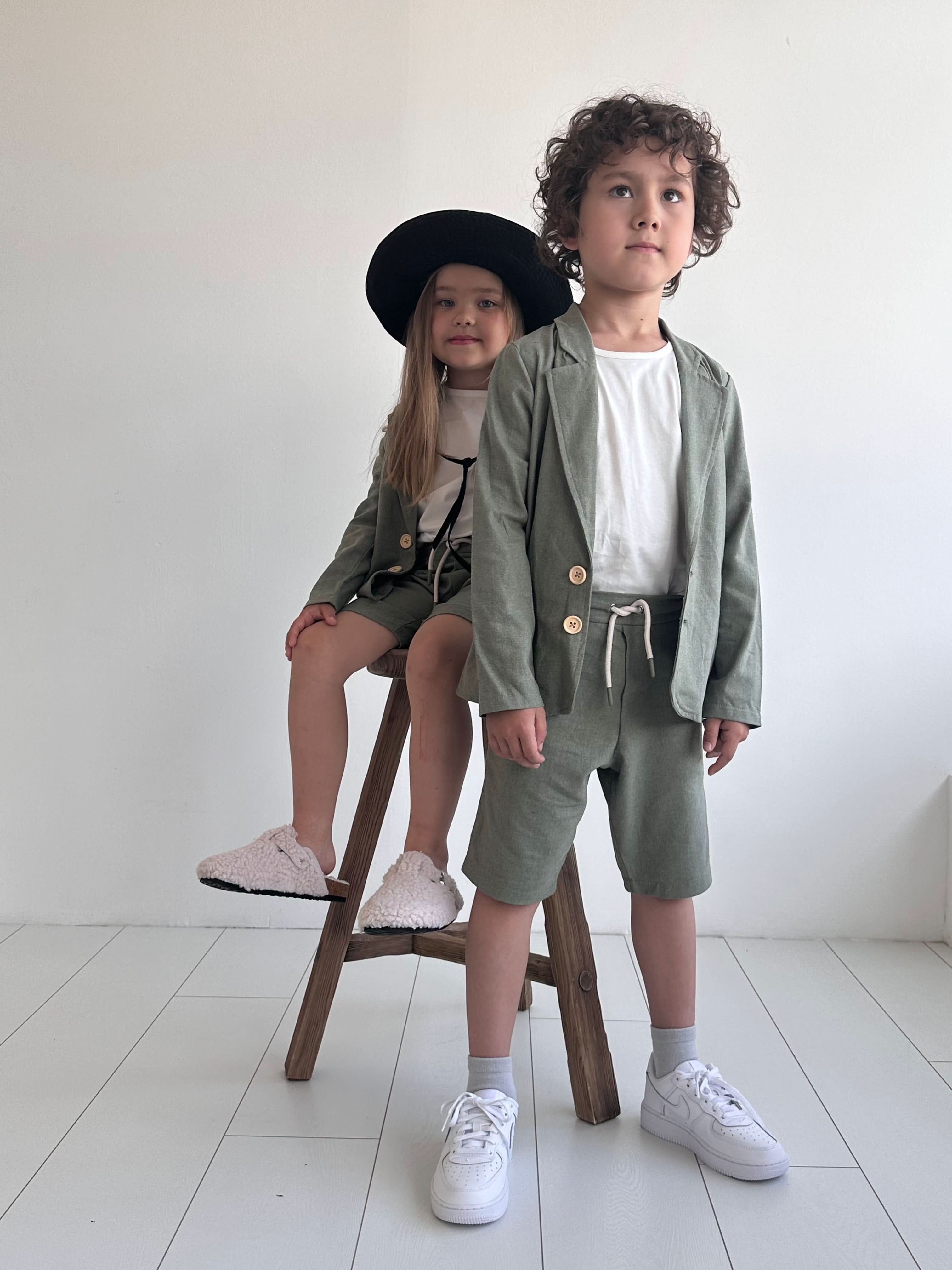 Kids Linen Shorts 3-Piece Dress Set - Breathable & Comfortable Summer Outfit for Boys & Girls - Perfect for Playdates, Beach Trips & Casual Wear