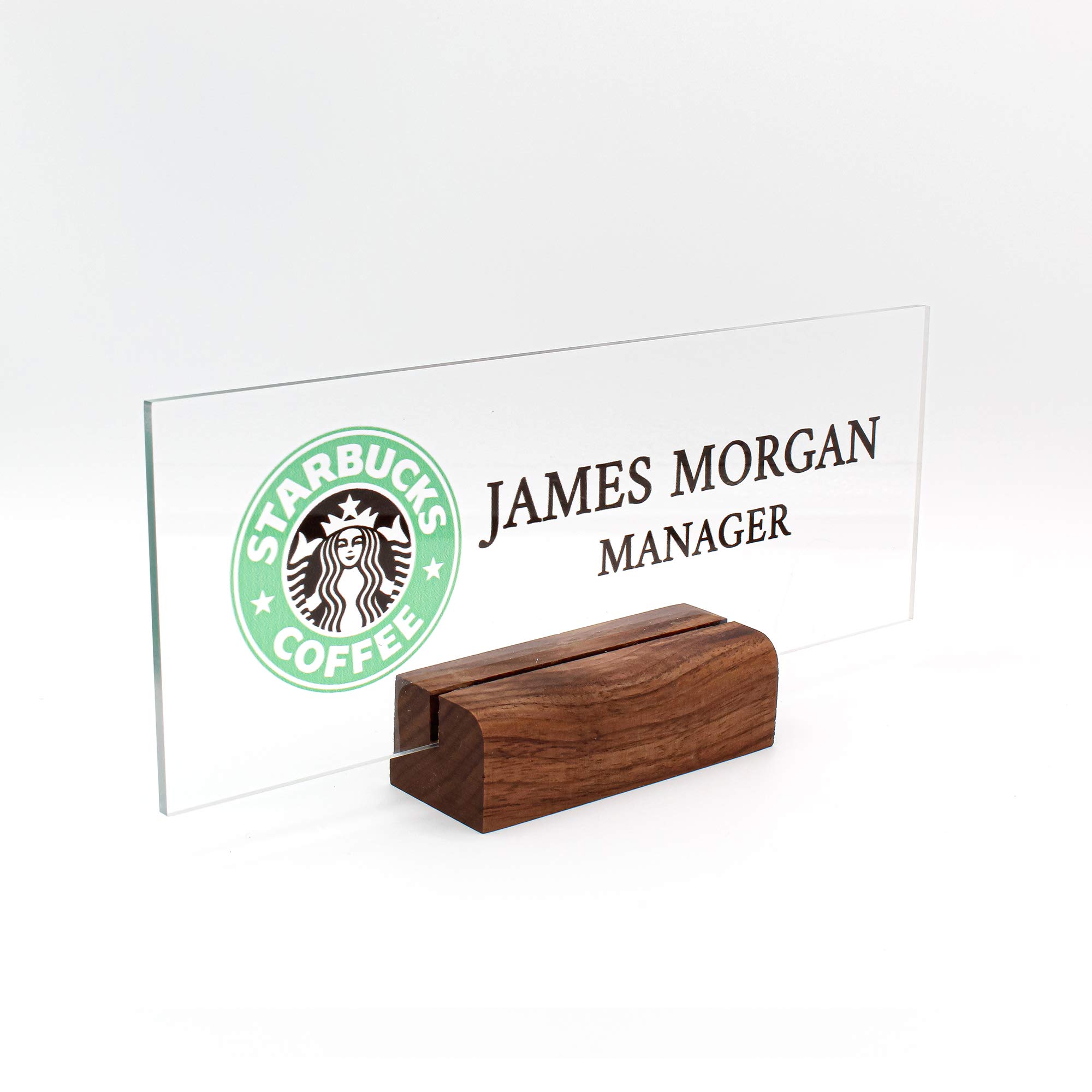 Custom Engraved Wooden Nameplate - Personalized Office Desk Decor with Logo, Unique Gift for Him & Her (8