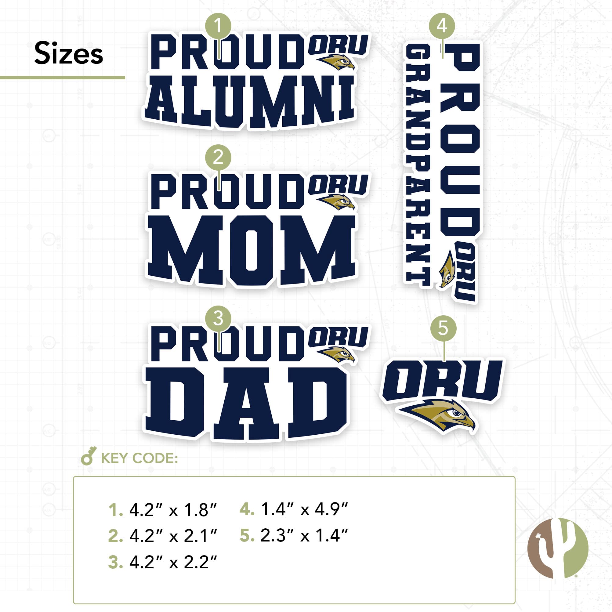 Desert Cactus Oral Roberts University Vinyl Decal Stickers - Waterproof Laptop, Water Bottle, Car, Scrapbook Decor (Family Full Sheet) - Perfect for College Dorm, Office & DIY Crafts