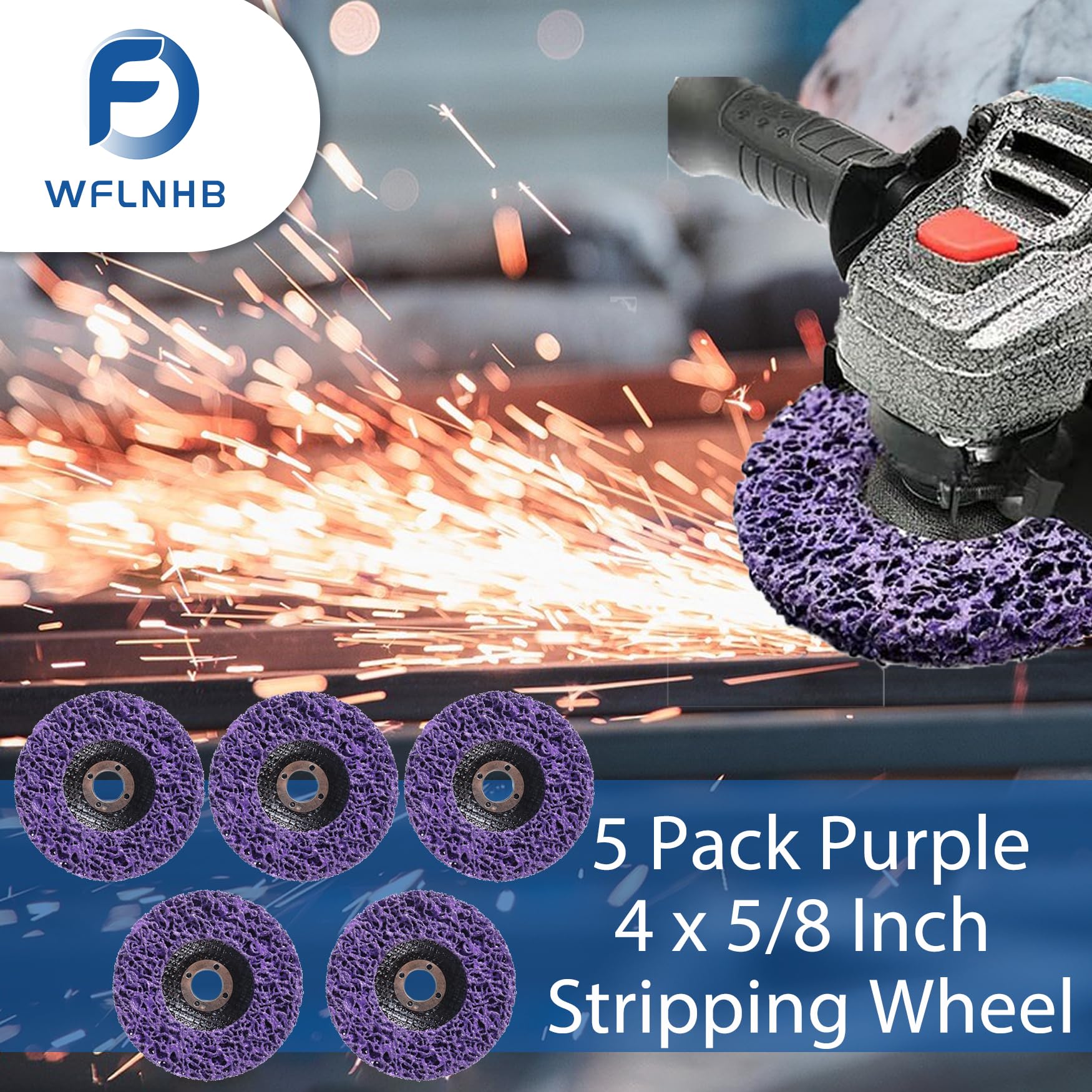 5 Pack Purple Strip Discs Stripping Wheel 4 x 5/8 Inch - Paint & Rust Removal Polishing Discs for Angle Grinder - Perfect for Metal Surface Cleaning, Paint Stripping & Oxidation Removal in Auto Repair & DIY Projects