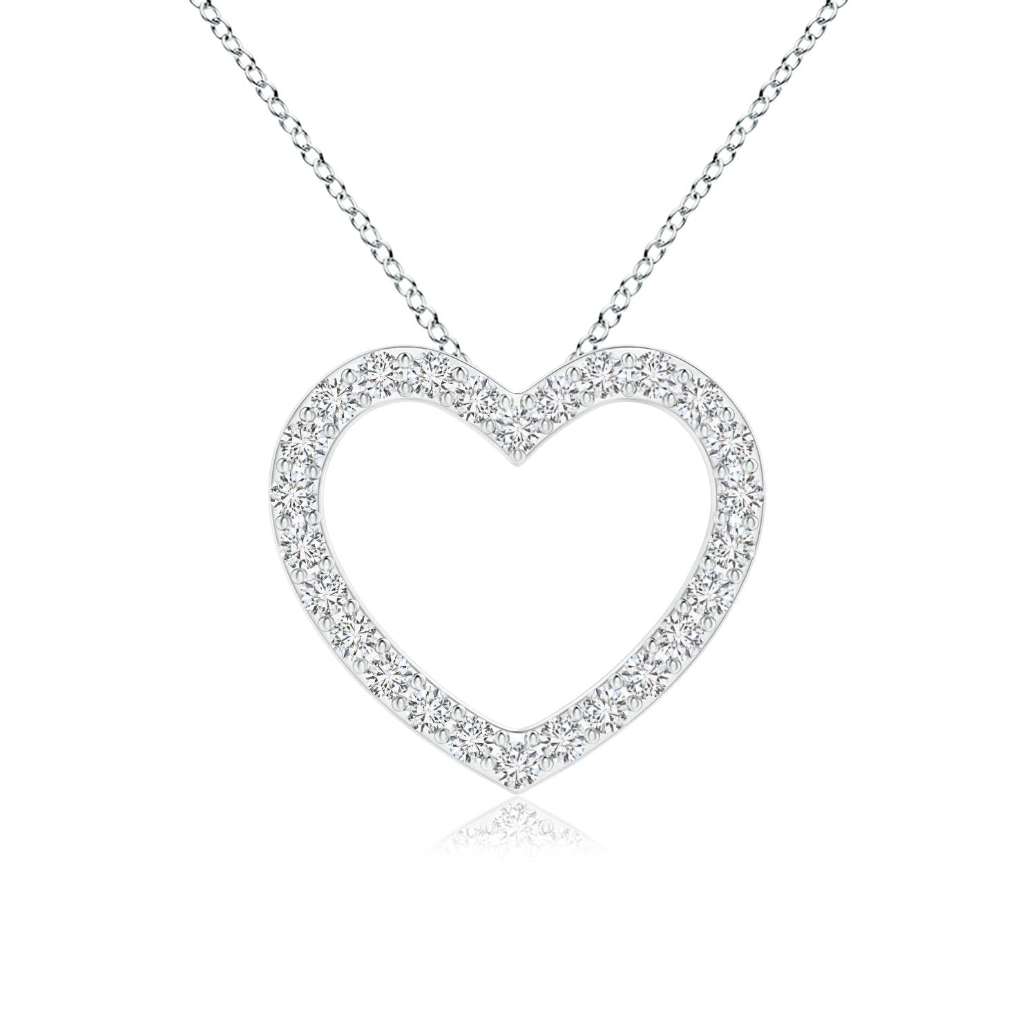 Angara Natural 0.1 Carat Diamond Heart Pendant Necklace for Women - Sterling Silver (H Color, SI2 Clarity) | April Birthstone Jewelry, Birthday Gift, Anniversary Present, Wedding Jewelry for Her - Perfect for Romantic Occasions & Special Celebrations
