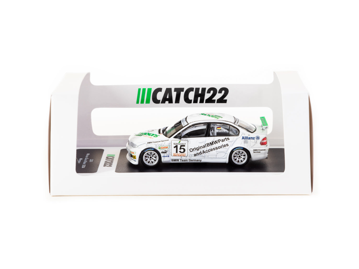 1/64 Scale BMW 320i Diecast Model Car - 2004 Macau Guia Race Winner #15 by Catch22 - Perfect for Collectors, Racing Enthusiasts, and Display Cases