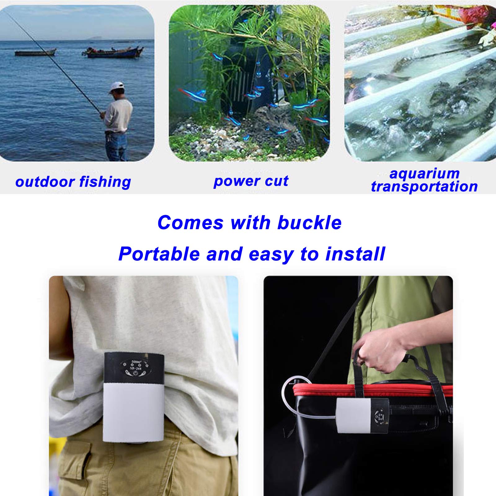 Ultra Quiet Rechargeable Aquarium Air Pump for Fish Tank – 200 Gallon Capacity with Accessories, Backup Aerator for Aquarium Transportation & Fishing (1-70 Gallon) – Perfect for Home Aquariums, Fish Transport & Outdoor Fishing