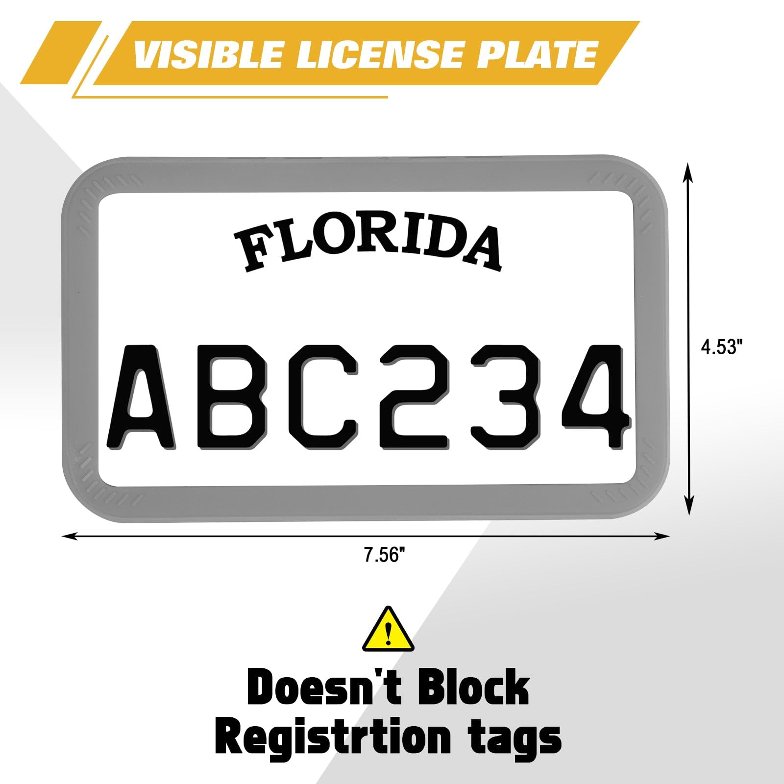 Xotic Tech Motorcycle Silicone License Plate Frame - Rustproof, Rattleproof & Weatherproof Motorbike Plate Holder (7.56