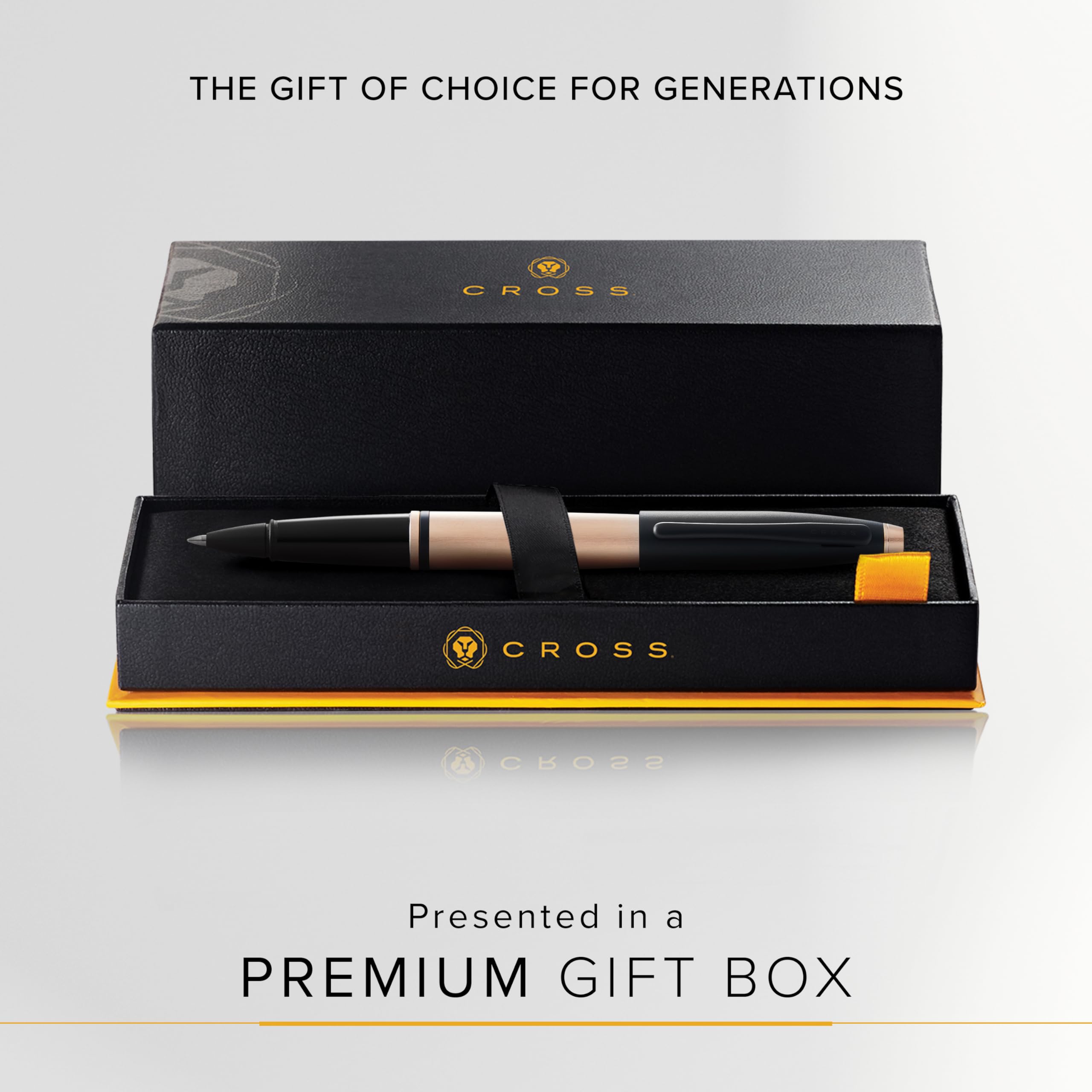 Cross Calais Brushed Rose Gold & Black Lacquer Rollerball Pen - Premium Writing Gift for Professionals, Graduates & Office Use