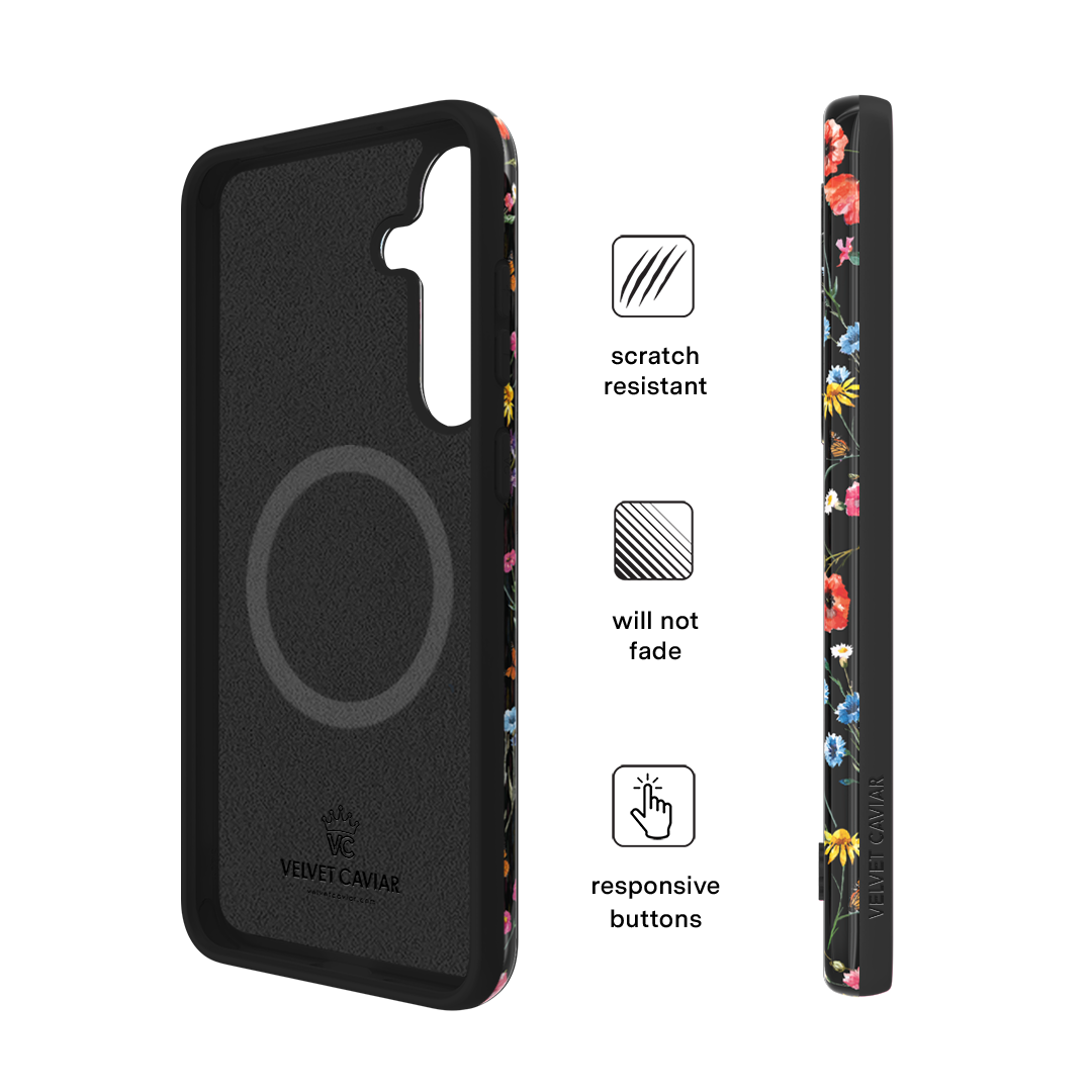 Samsung Galaxy Phone Case with Black Wildflower Design - Stylish & Protective Cover for Everyday Use