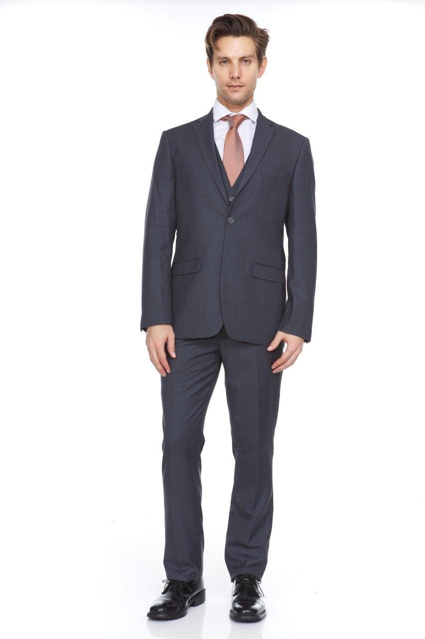 Ferera Collection Men's 3-Piece Modern Fit Gray Suit for Business, Weddings & Formal Events | Premium Slim Fit Suit Jacket, Vest & Pants Set