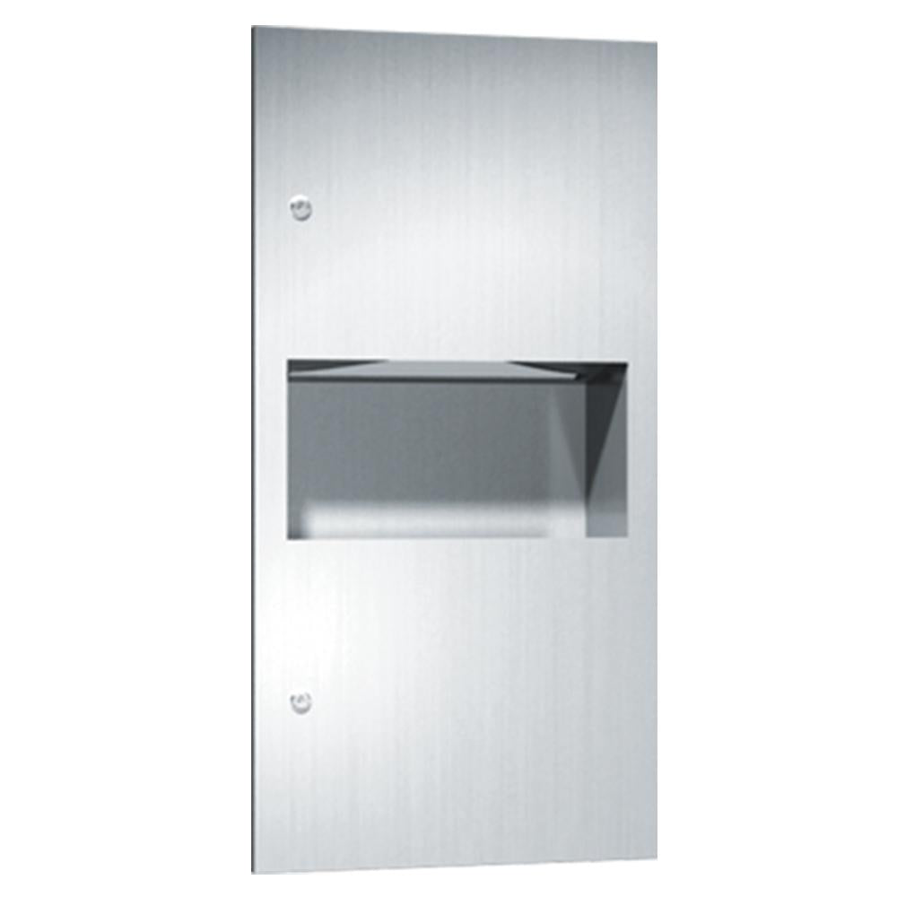 ASI 64623 Simplicity Paper Towel Dispenser with Removable Waste Receptacle - Recessed Satin Finish for Restrooms, Kitchens & Commercial Spaces