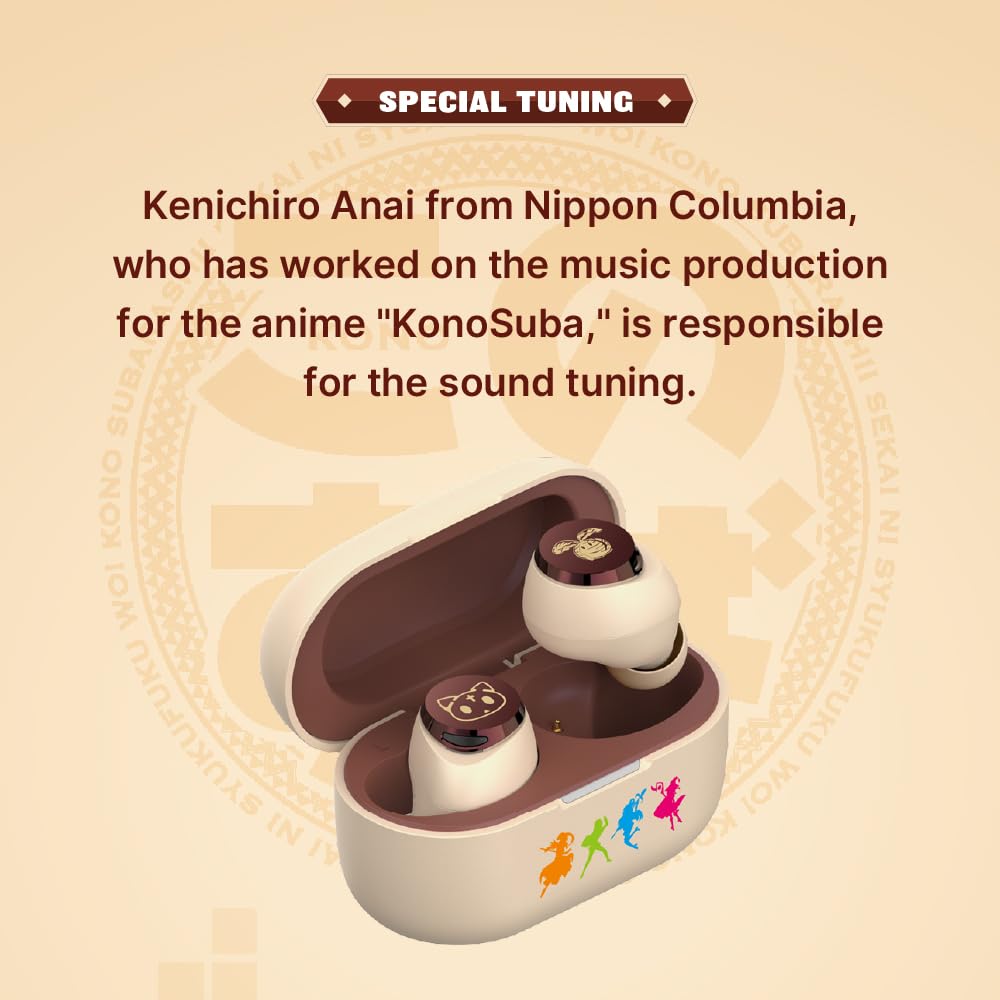 AVIOT KonoSuba Wireless Earbuds TE-D01v-KSB - Official Licensed Anime Earbuds with Noise Cancelling, Japanese Voice & Special Edition Design | Perfect for Anime Fans, Gaming & Commuting