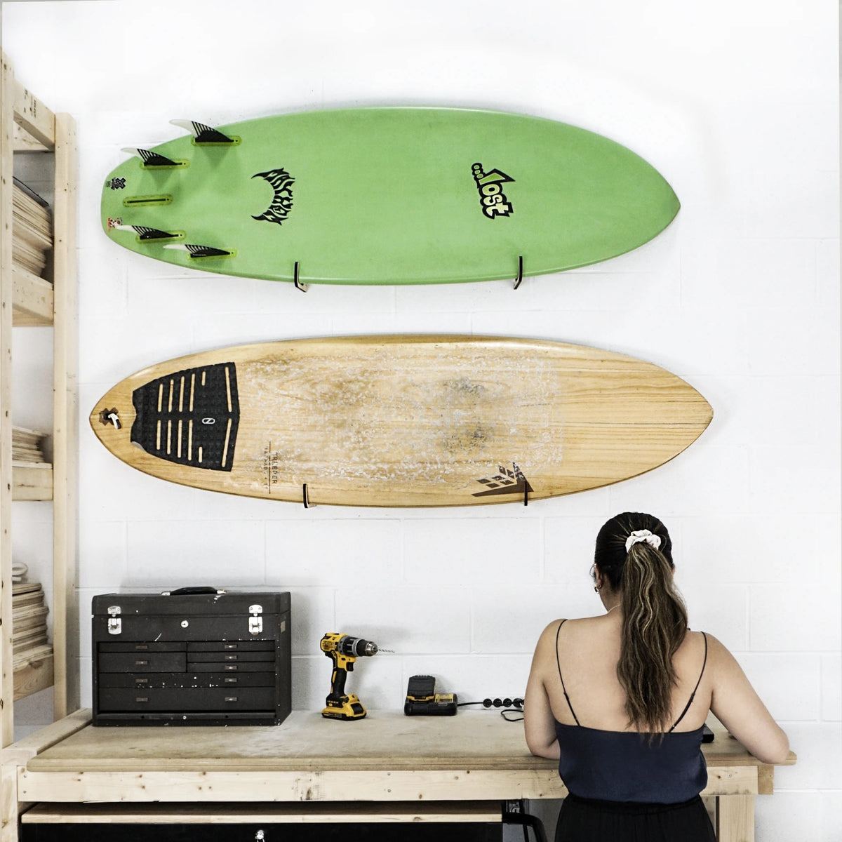 Shepps/Gnarwall Acrylic Horizontal Surfboard Hanger - Wall Mounted Board Rack & Hook for Surf, Skate, Snowboard Storage - Perfect for Garage, Bedroom, or Beach House Organization