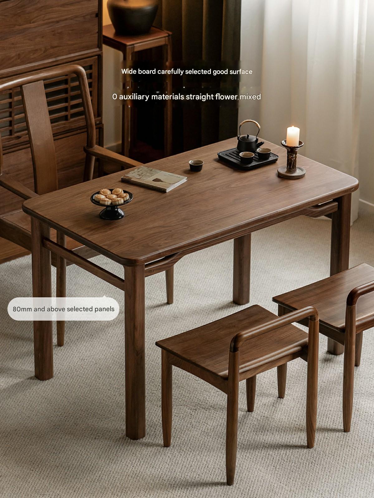 Premium Black Walnut & Ash Solid Wood Tea Table - Rustic Modern Coffee Table for Living Room, Lounge, or Office - Handcrafted Hardwood Furniture for Home Decor