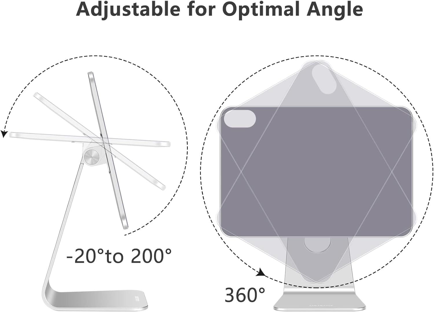 LULULOOK Magnetic Stand for iPad Mini 7 A17 Pro & iPad Mini 6 8.3 inch (2024/2021) - Adjustable Aluminum Rotatable Floating Tablet Holder for Drawing, Viewing, Reading - Perfect for Home Office, Bedroom & Travel (Silver)