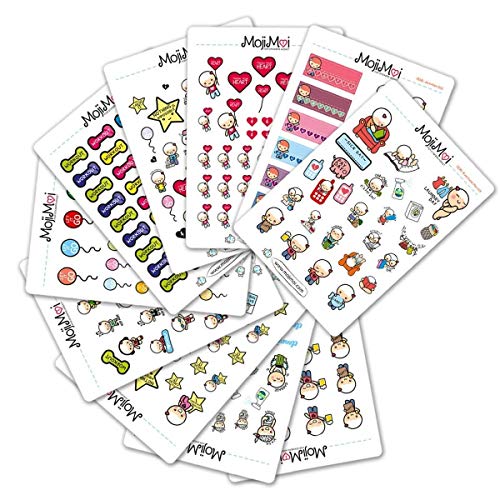 Kawaii Stickers Starting Kit - Mix Pack for Life Planners, Erin Condren, Kikki, Plum & Filofax | Motivational & Functional Planner Stickers for Sports, Fitness & Daily Organization | Perfect for Bullet Journals, Scrapbooking & DIY Projects