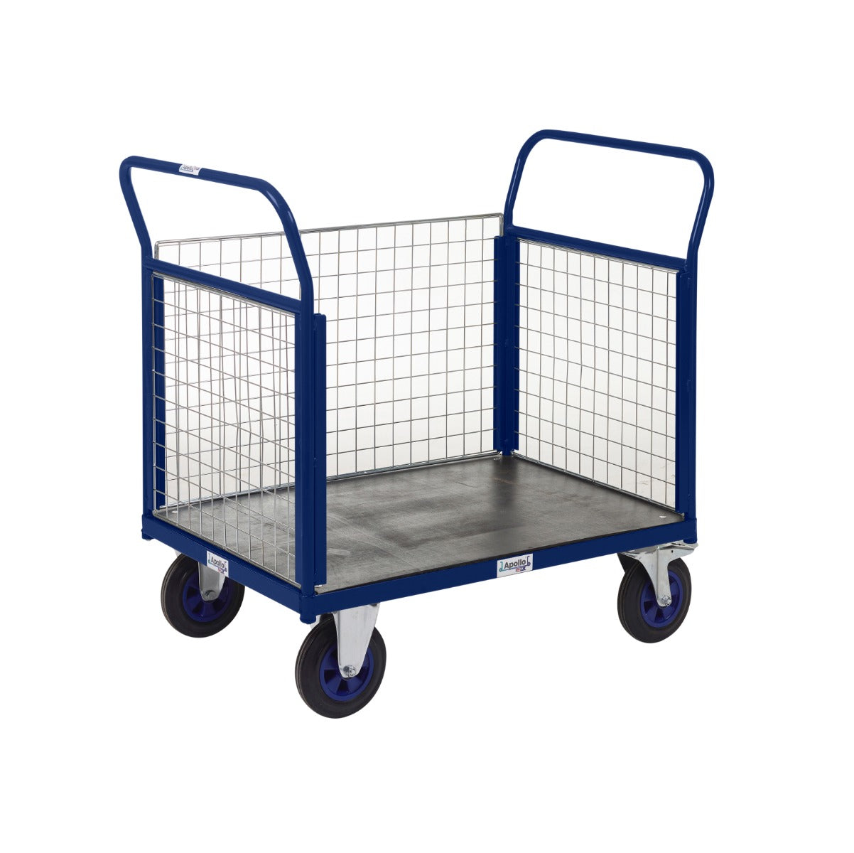 Apollo UK Platform Trucks with Mesh Ends & Sides - Heavy Duty Utility Cart for Warehouse, Garage & Industrial Use