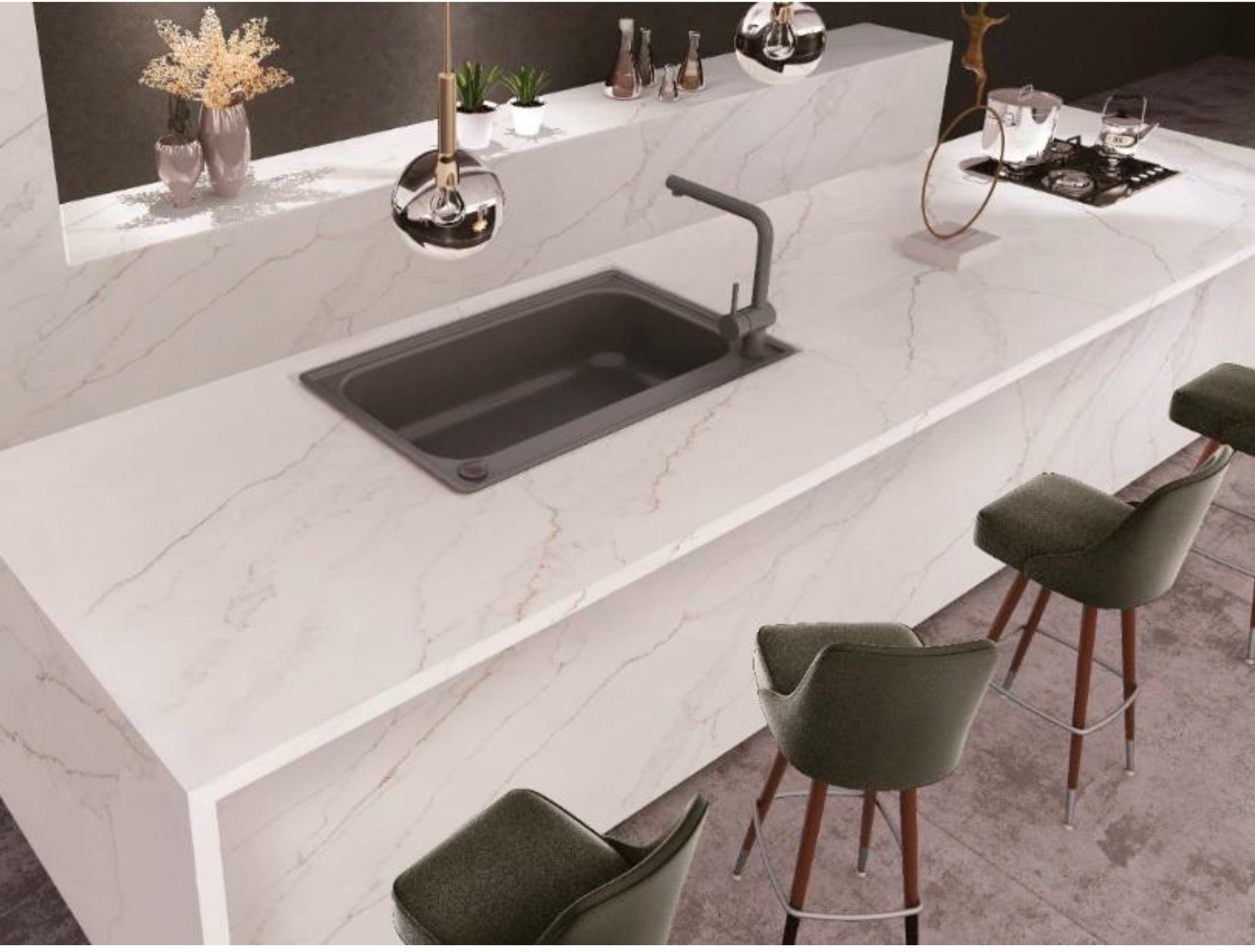 Premium Calacatta Gold Polished Quartz Countertop Slab - 127