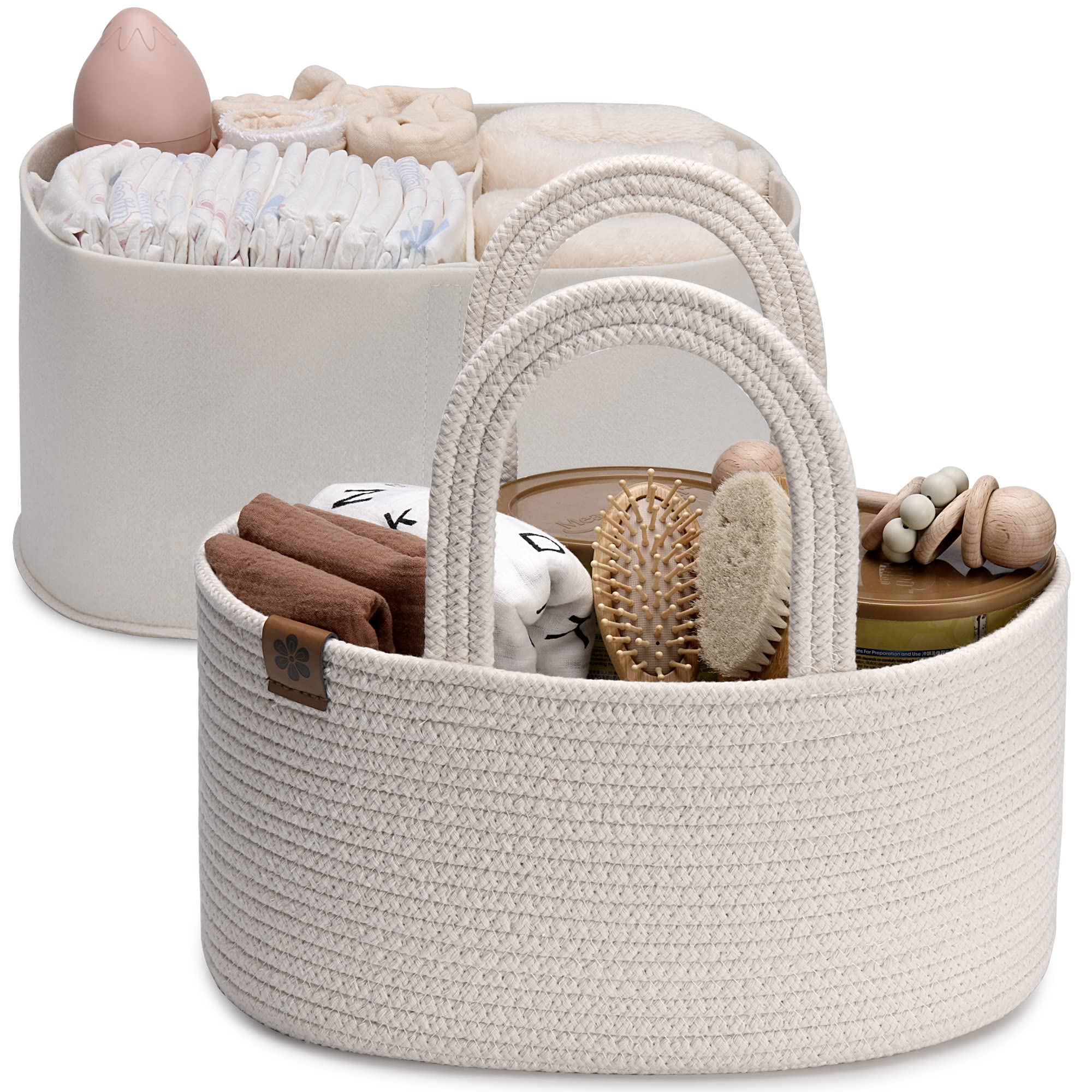 PeraBella Baby Diaper Caddy Organizer - Portable Diaper Storage for Changing Table, Nursery & Car - Multi-Purpose Baby Essentials Basket for Diapers, Wipes & Supplies (Perfect for Home, Travel & On-the-Go Parenting)