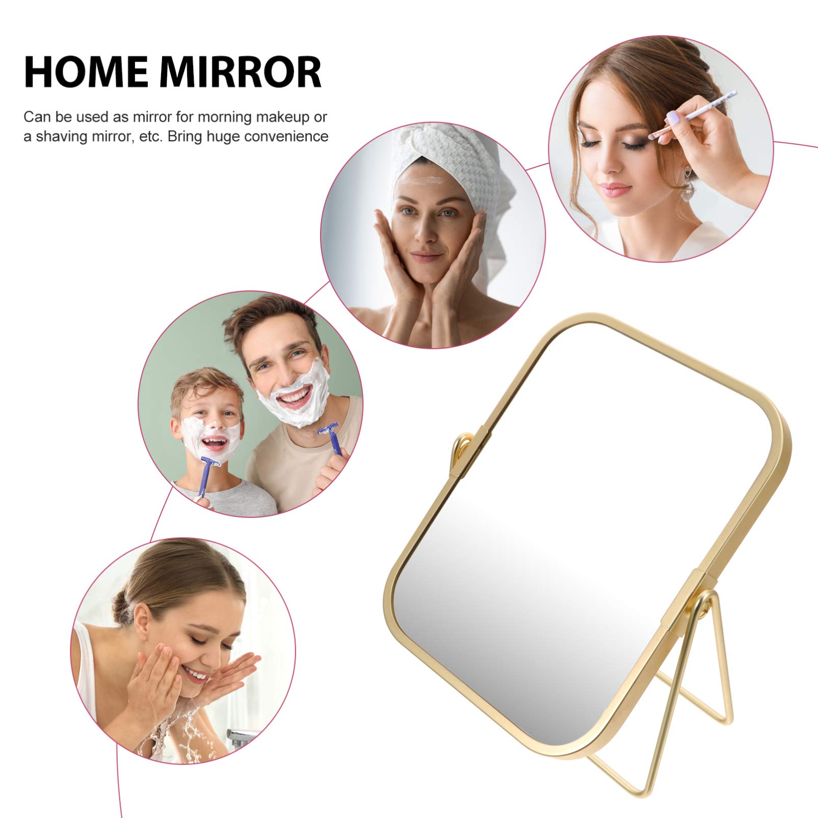 Beaupretty 360° Swivel Desktop Vanity Mirror - Adjustable Makeup Mirror with LED Lights, Perfect for Dressing Table, Bathroom & Travel | Compact & Decorative Vanity Mirror for Women & Girls