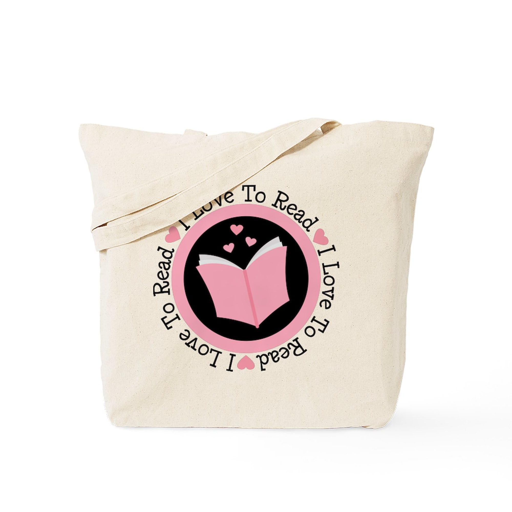 I Love To Read Books Tote Bag - Natural Canvas Reusable Shopping Bag for Book Lovers, Library Visits & Eco-Friendly Grocery Trips
