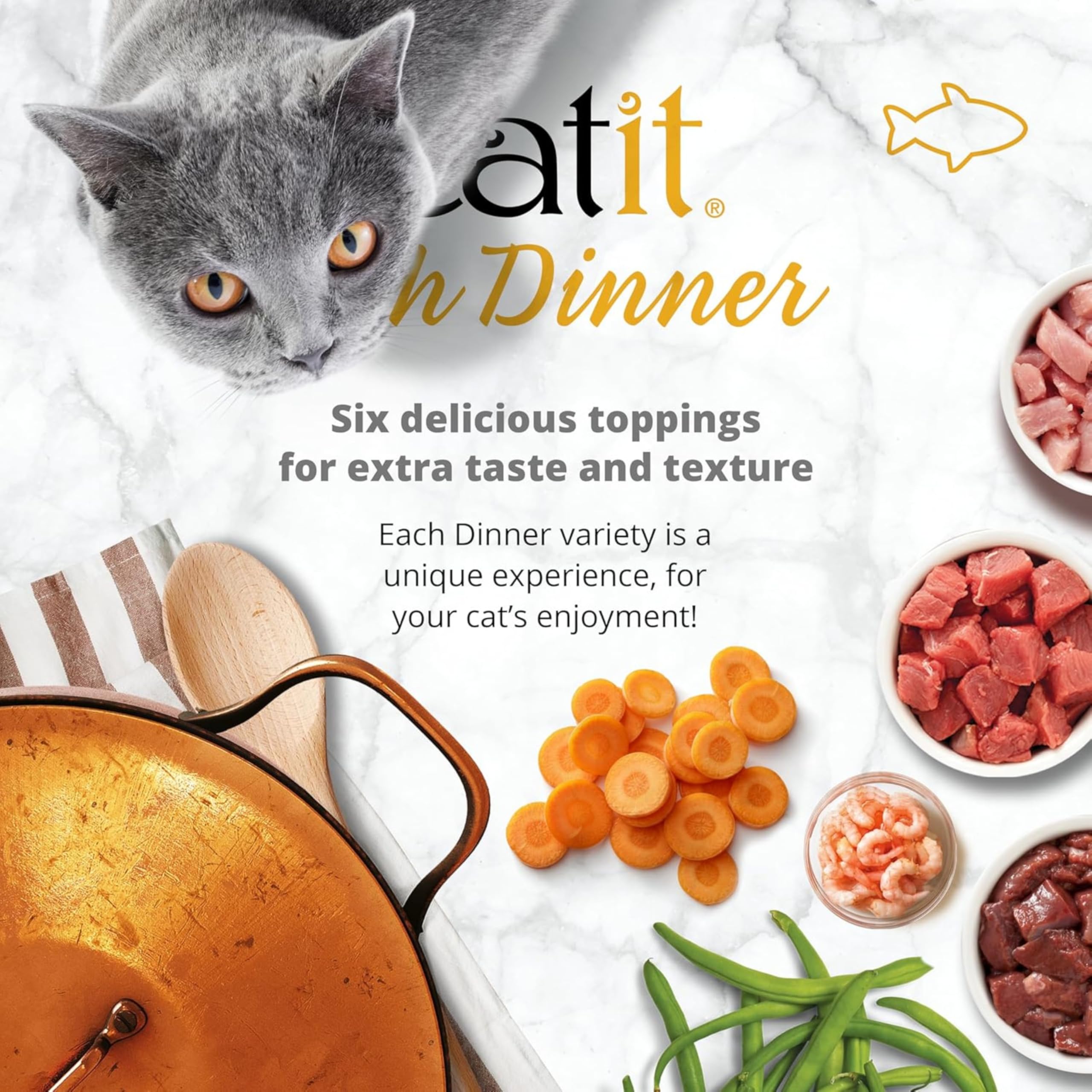 Premium Catit Wet Cat Food - Fish Dinner with Tilapia & Potato 80g | Grain-Free Wet Cat Food for Adult Cats & Kittens | High Protein, Natural Ingredients | Perfect for Picky Eaters & Mealtime Enrichment