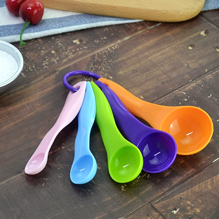 5-Piece Colorful Plastic Measuring Spoons Set - Essential Kitchen Tools for Precise Baking, Cooking & Meal Prep | Perfect for Home Chefs & Bakers