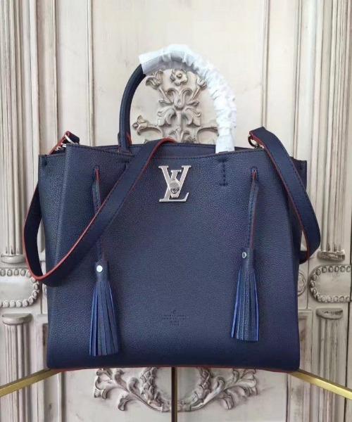 Authentic LV Lockme To Handbag - Luxury Leather Tote Bag in Marine Rouge | Perfect for Work, Travel & Everyday Elegance