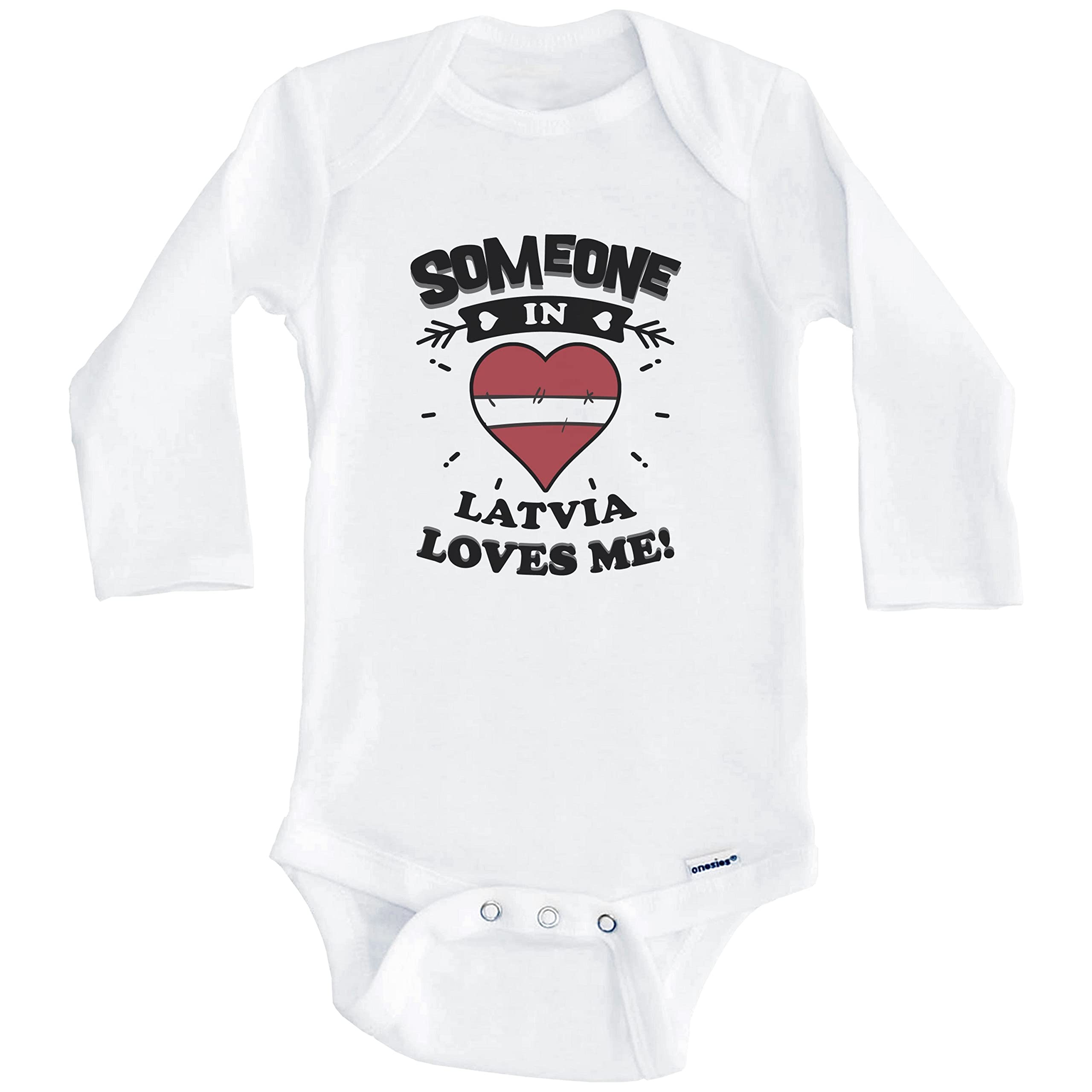 Latvian Heart One Piece Baby Bodysuit - Long Sleeve Cute Infant Romper | Perfect for Family Photos, Holidays & Cultural Celebrations